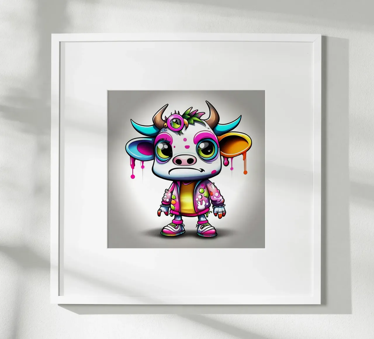 Mucca_stile_K_1 poster con telaio in alluminio da Tierisch bunt by LK