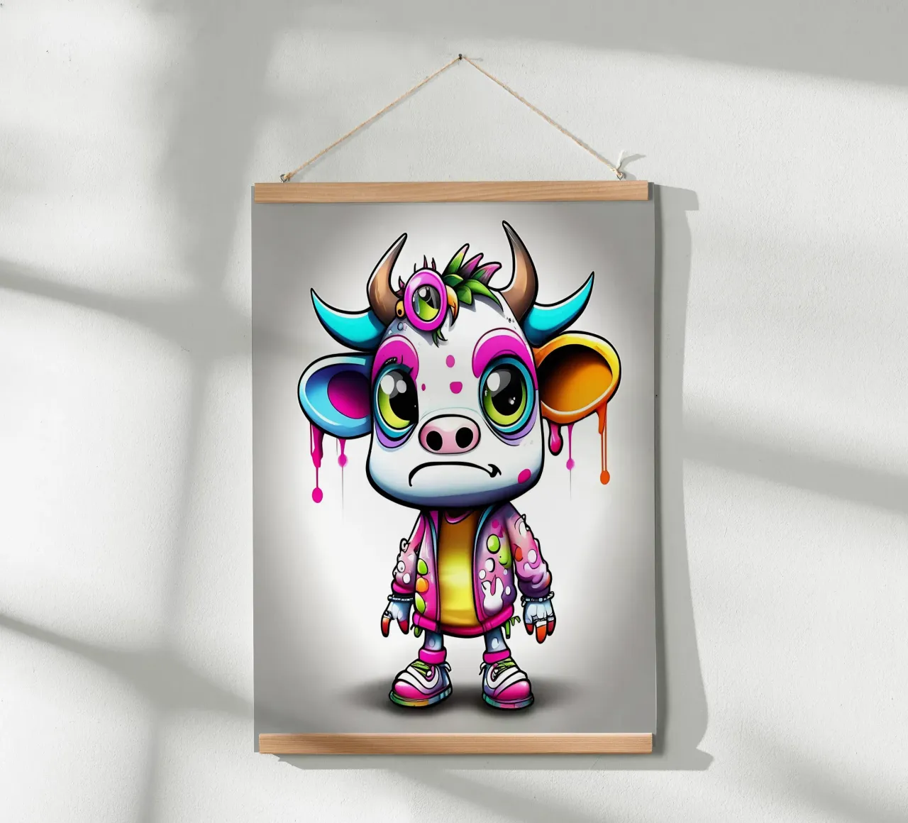 Mucca_stile_K_1 poster con telaio in alluminio da Tierisch bunt by LK