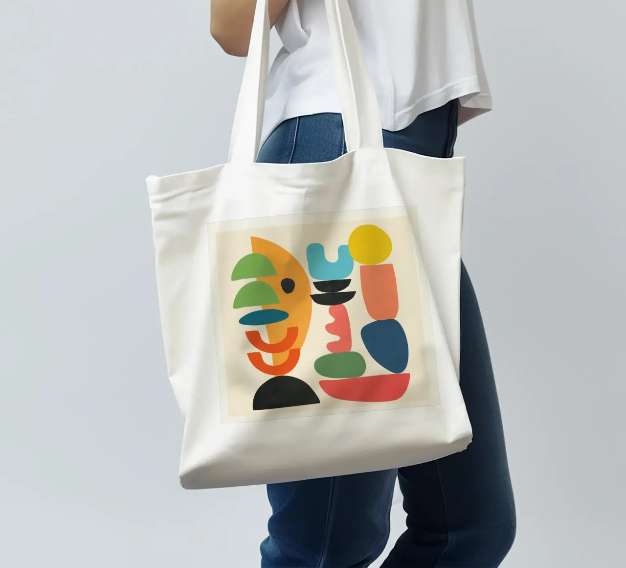 Minimal Abstract Shapes Art 1 borsa in juta da Flow Line