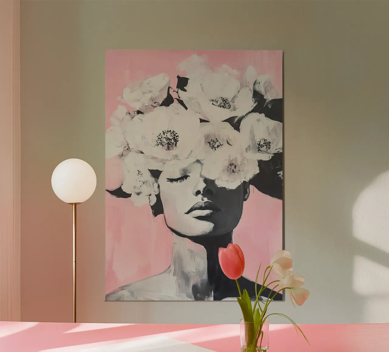 Rosa Elegie poster con telaio in legno da Euphoria Theresa