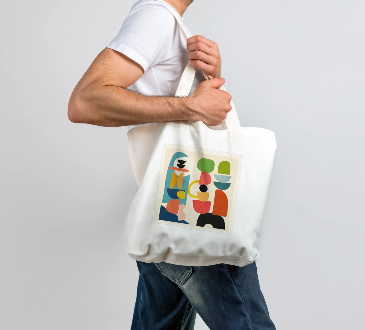 Minimal Abstract Shapes Art 3 borsa in juta da Flow Line