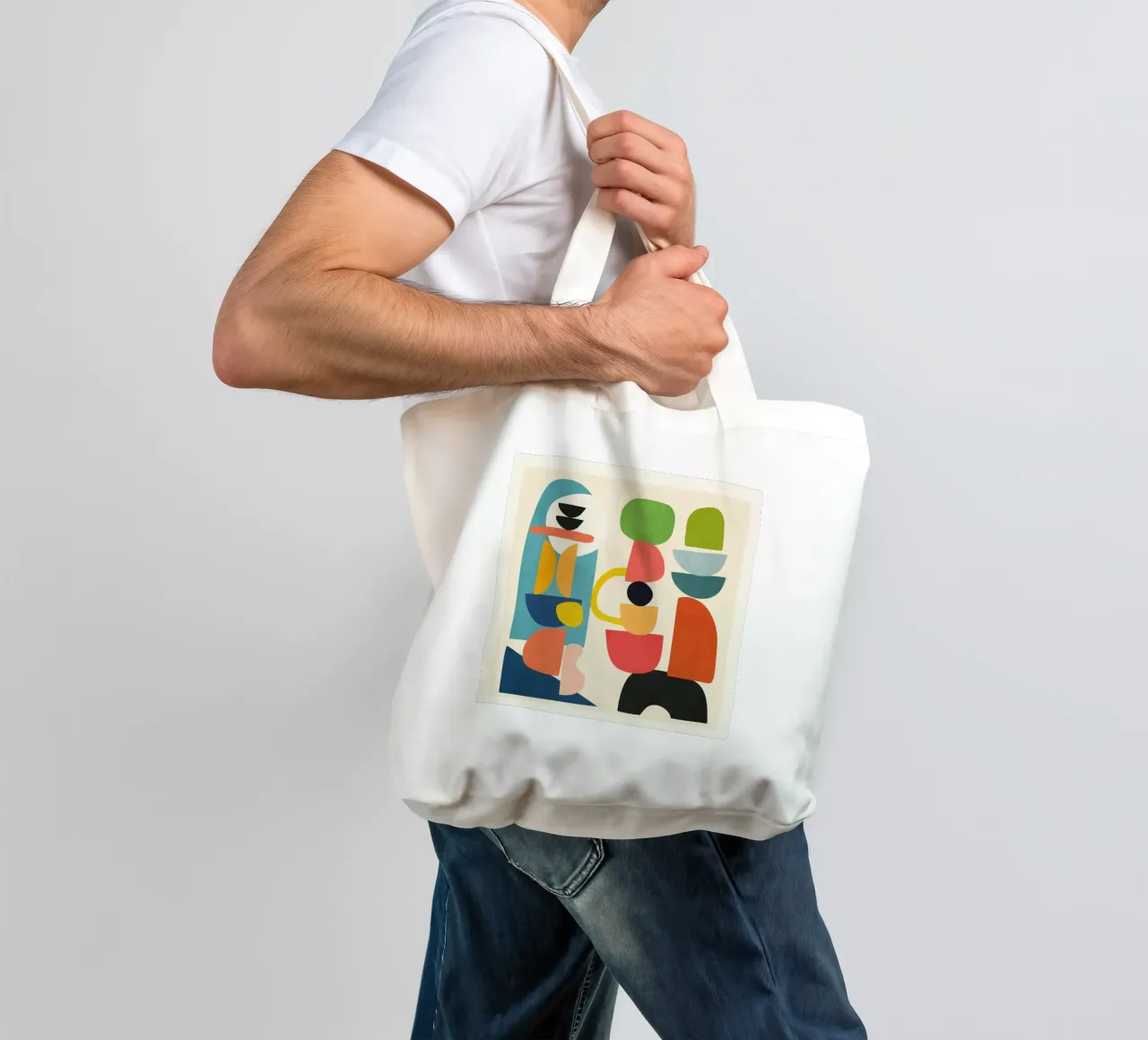 Minimal Abstract Shapes Art 3 borsa in juta da Flow Line