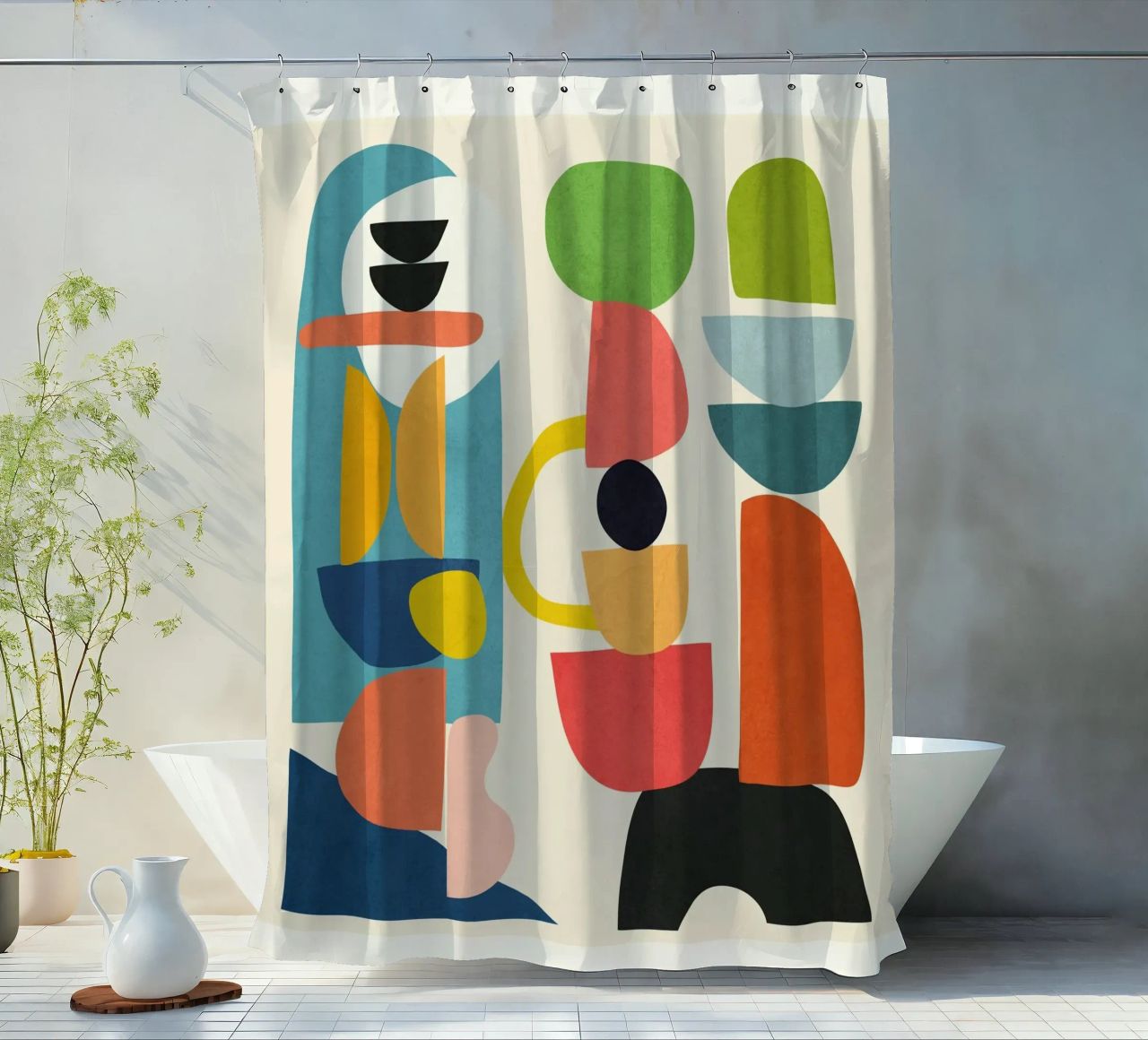 Minimal Abstract Shapes Art 3 tenda da doccia da Flow Line