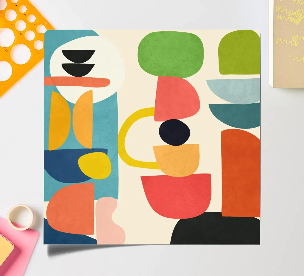 Minimal Abstract Shapes Art 3 foglio adesivo da Flow Line