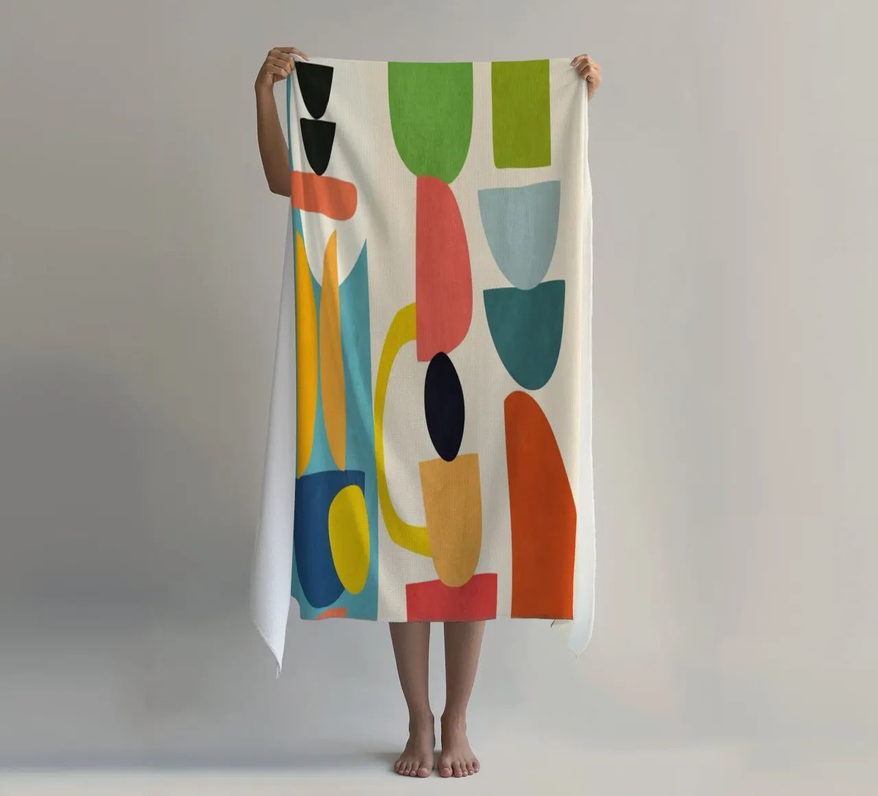 Minimal Abstract Shapes Art 3 beach towel by Flow Line