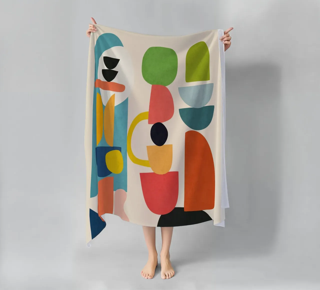 Minimal Abstract Shapes Art 3 beach towel by Flow Line