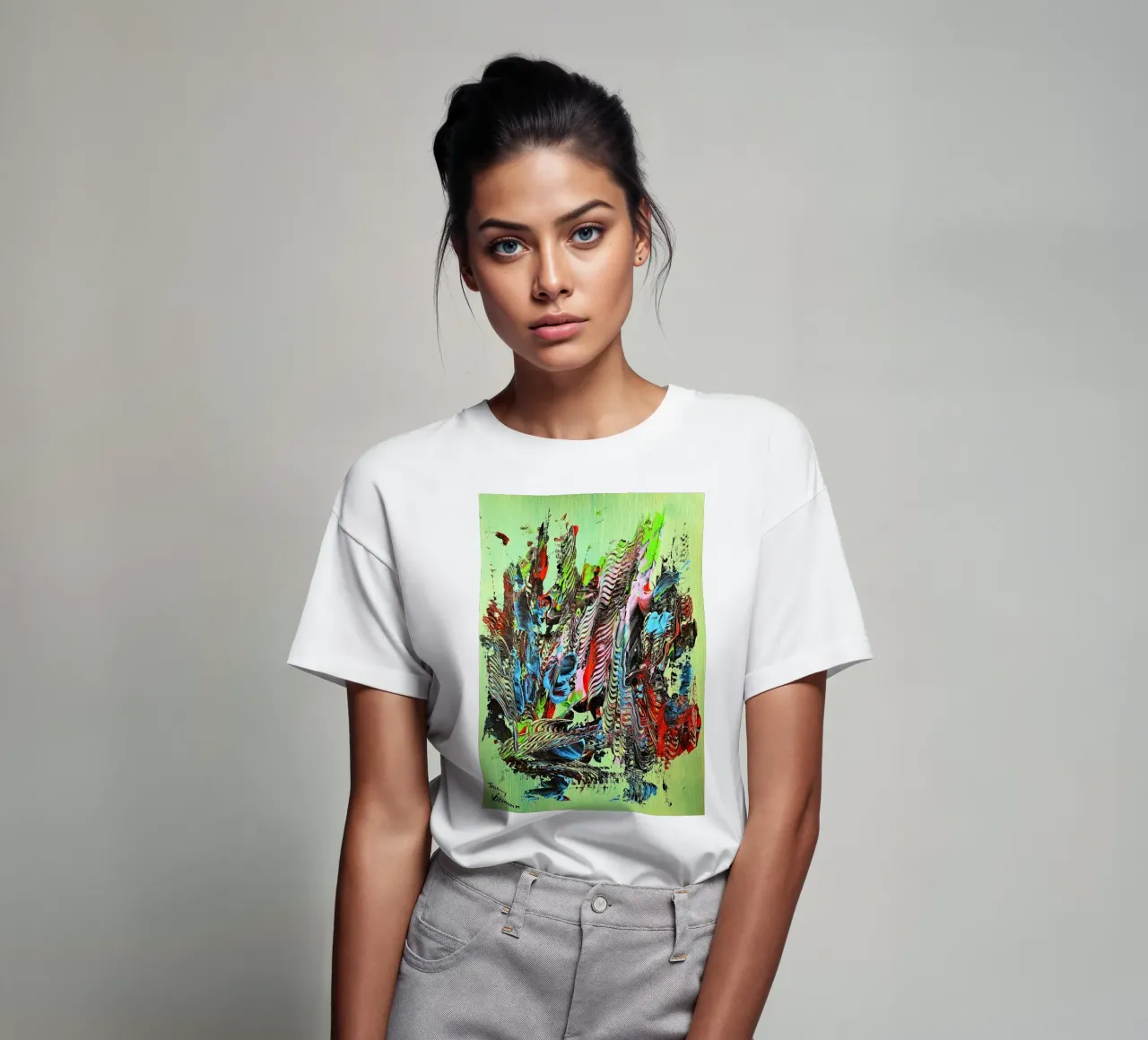 MESSAGE FROM THE HEART 13 t-shirt da Thierry Vobmann Abstract painting