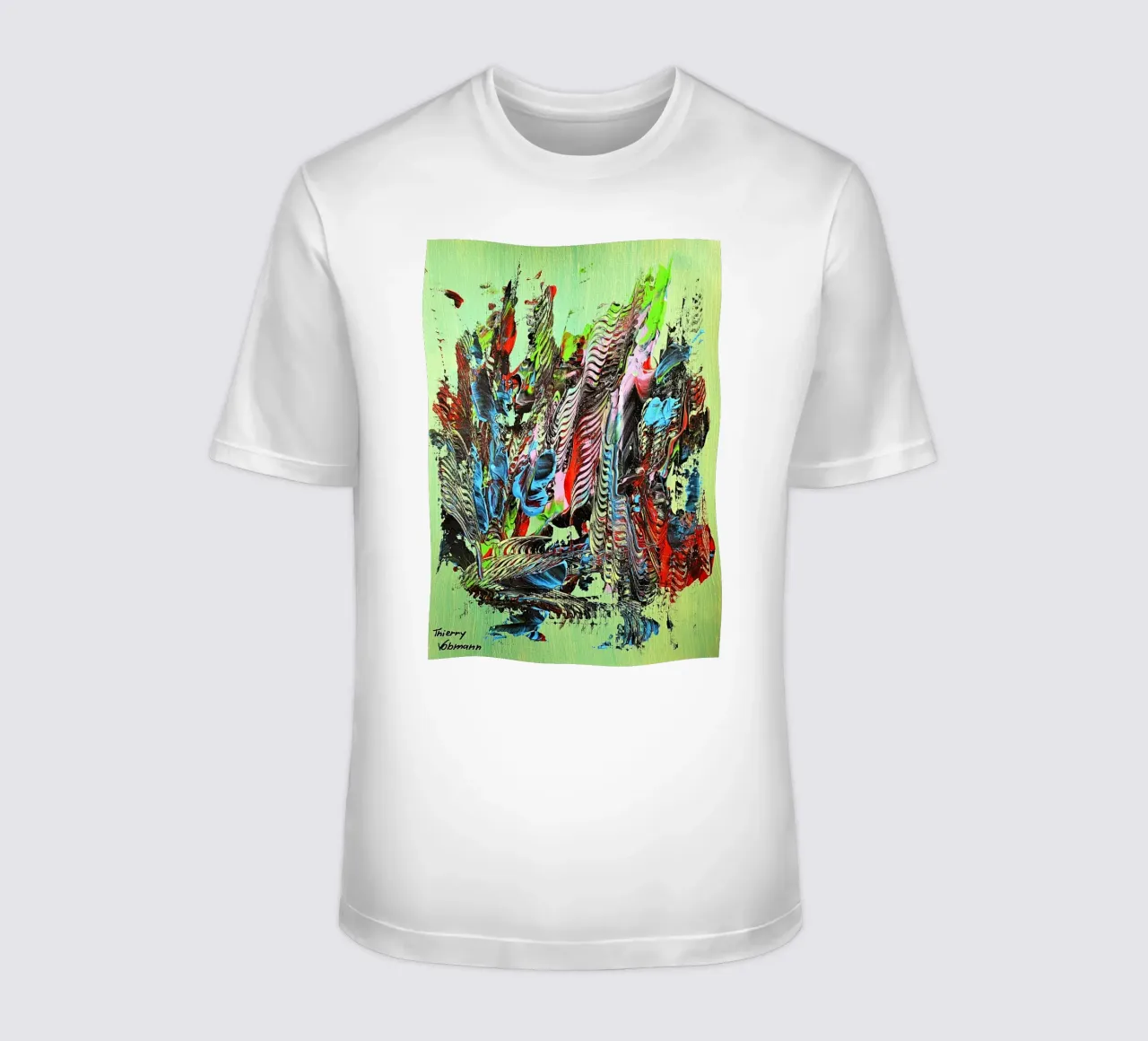 MESSAGE FROM THE HEART 13 t-shirt da Thierry Vobmann Abstract painting