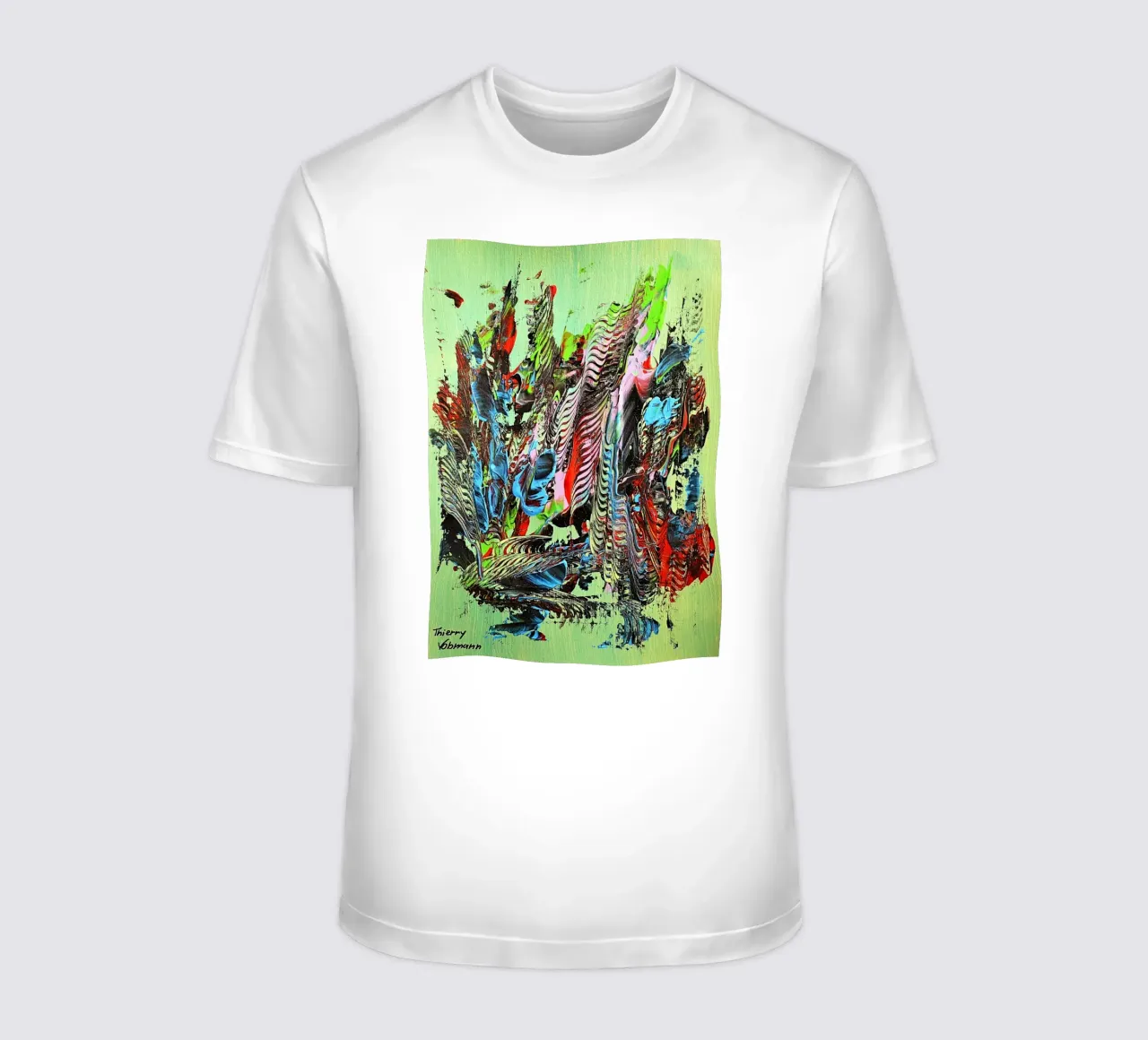 MESSAGE FROM THE HEART 13 t-shirt da Thierry Vobmann Abstract painting