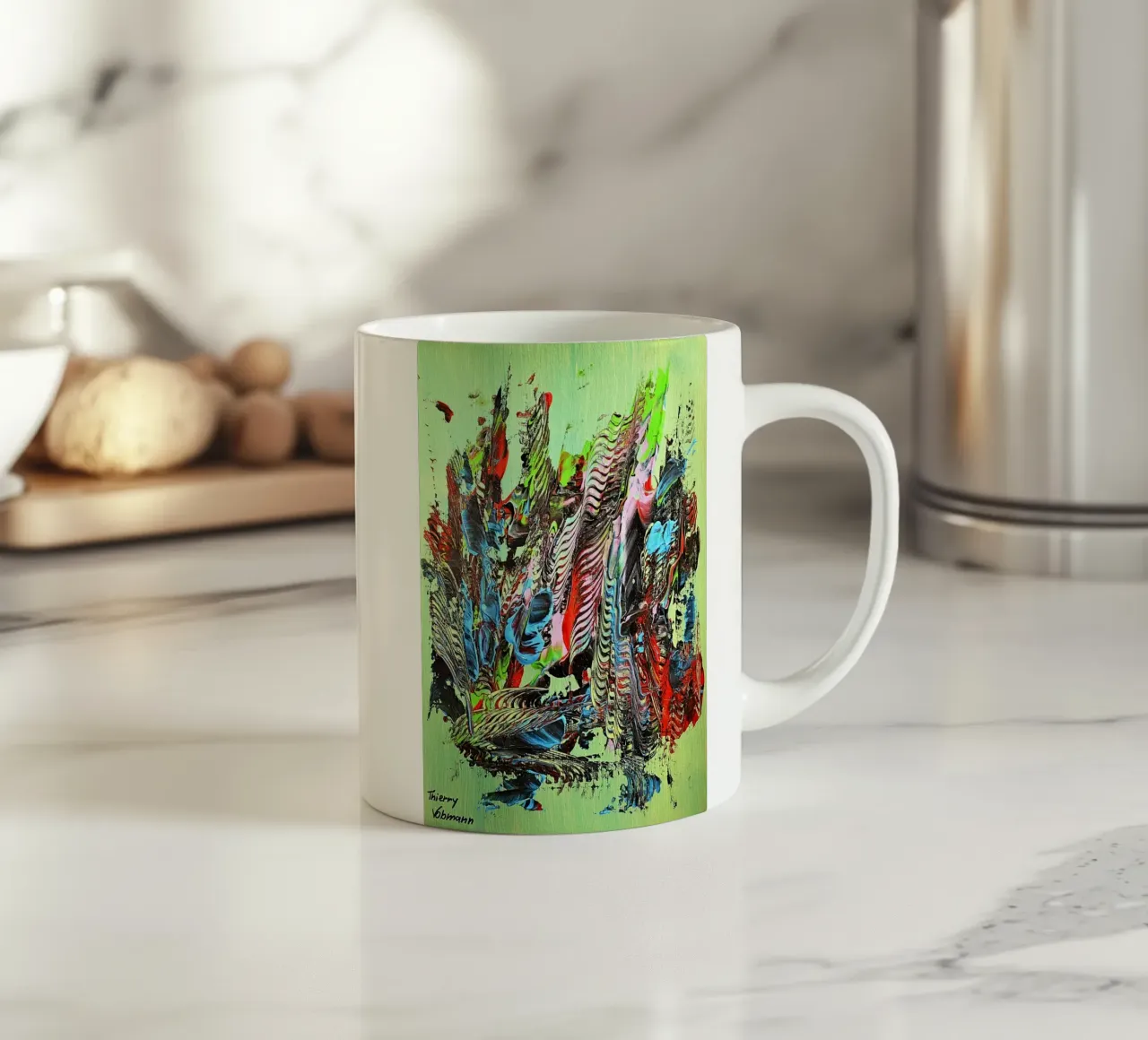 MESSAGE FROM THE HEART 13 tazza in ceramica da Thierry Vobmann Abstract painting