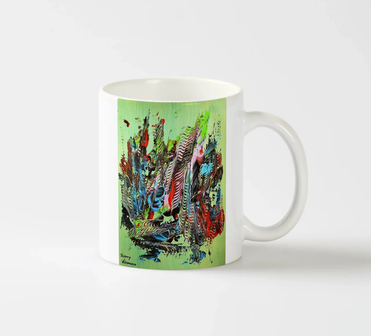 MESSAGE FROM THE HEART 13 tazza in ceramica da Thierry Vobmann Abstract painting