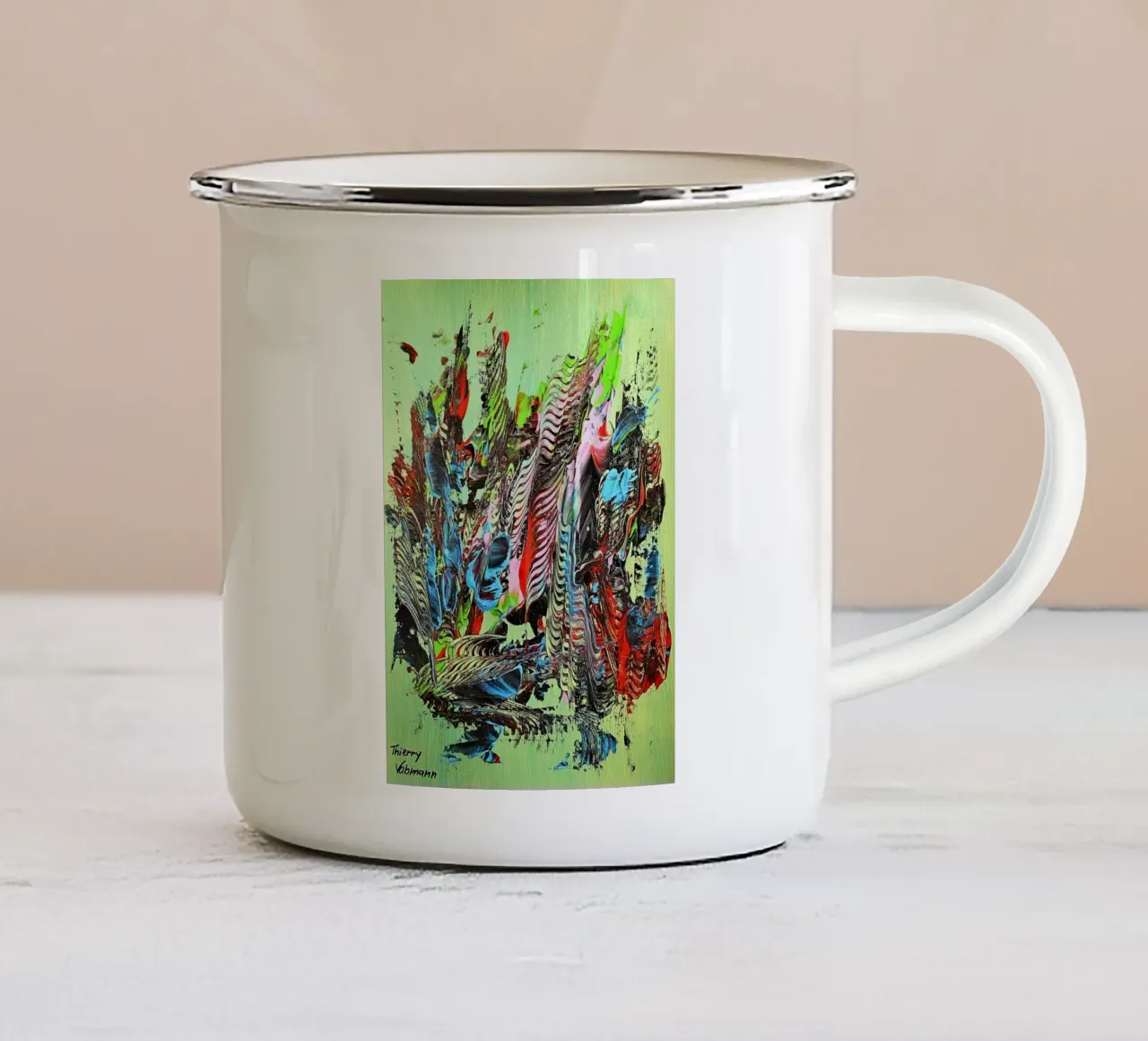 MESSAGE FROM THE HEART 13 tazza in smalto da Thierry Vobmann Abstract painting