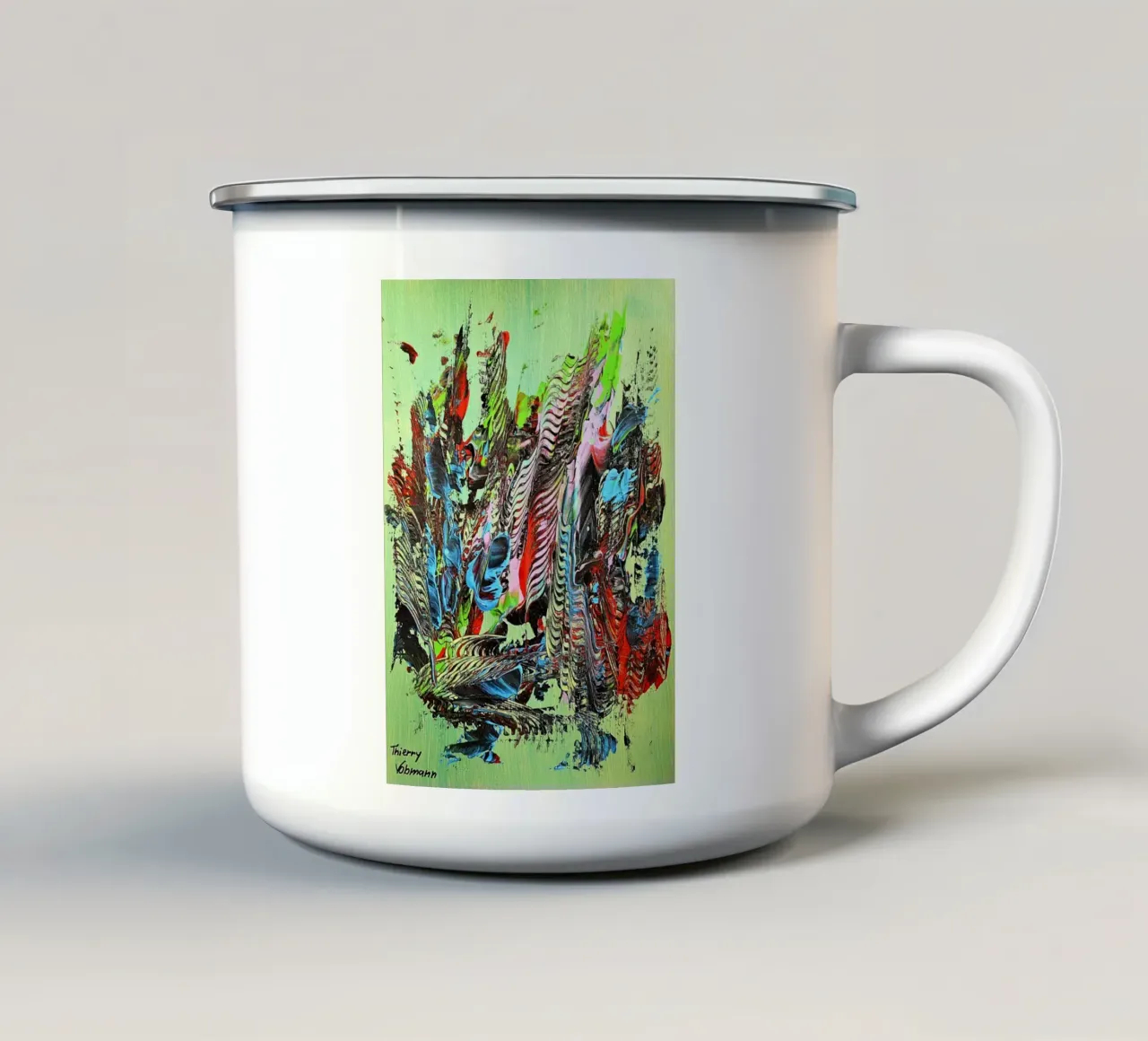 MESSAGE FROM THE HEART 13 tazza in smalto da Thierry Vobmann Abstract painting