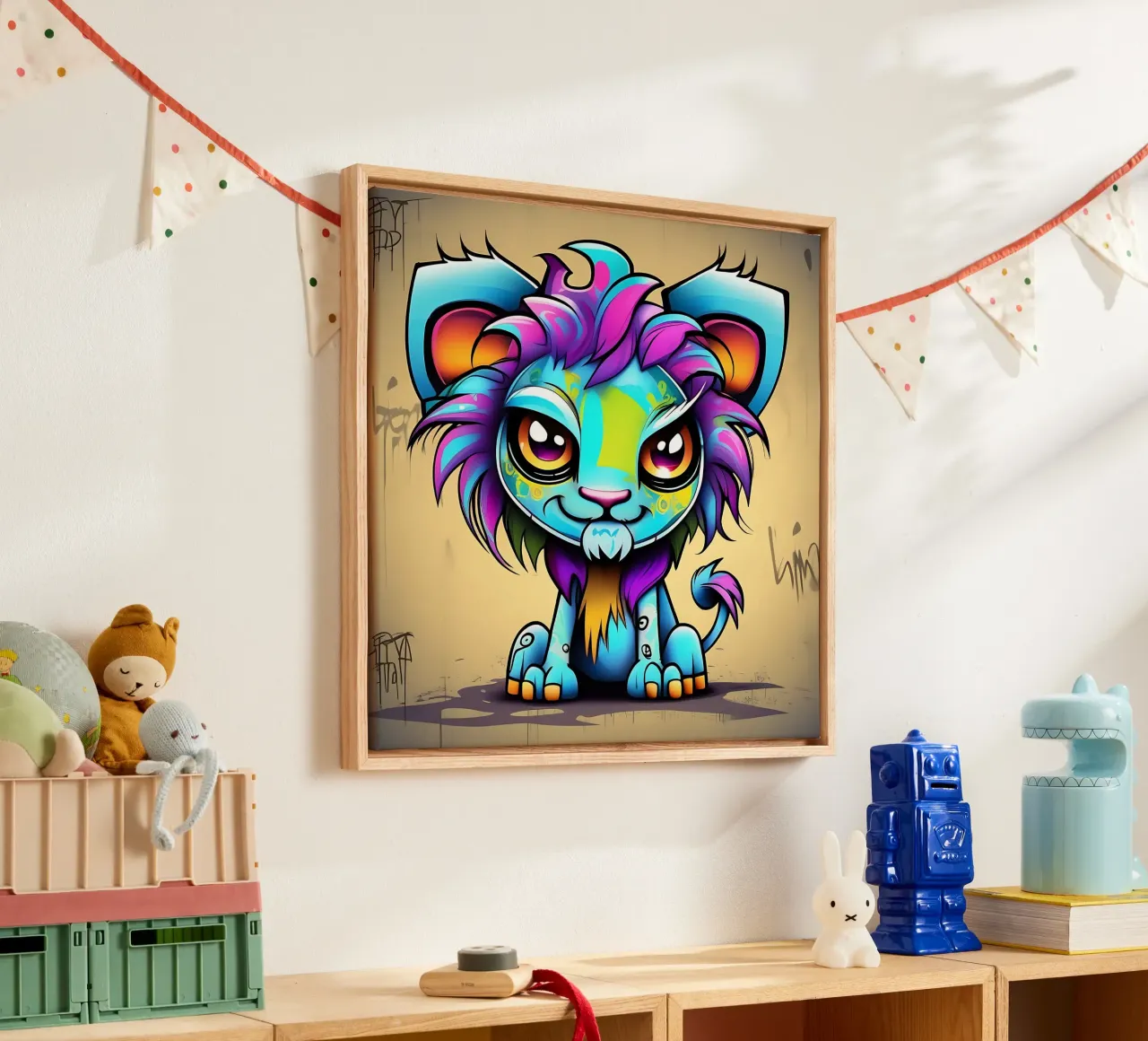 Lion_Style_K_1 canvas with Floater frame by Tierisch bunt by LK