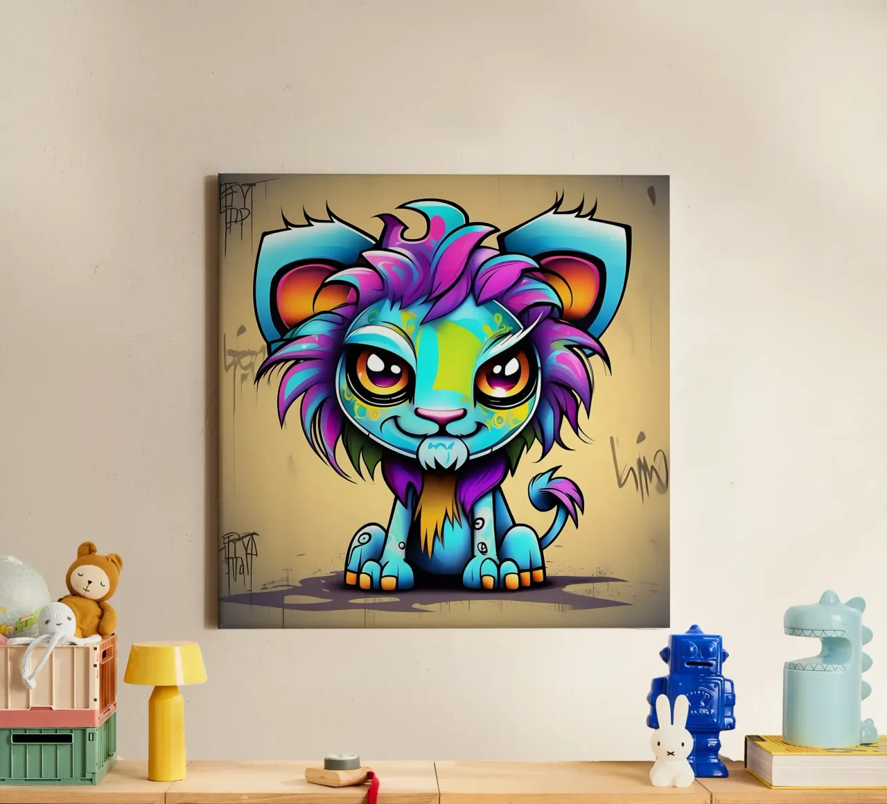 Lion_Style_K_1 canvas with Floater frame by Tierisch bunt by LK