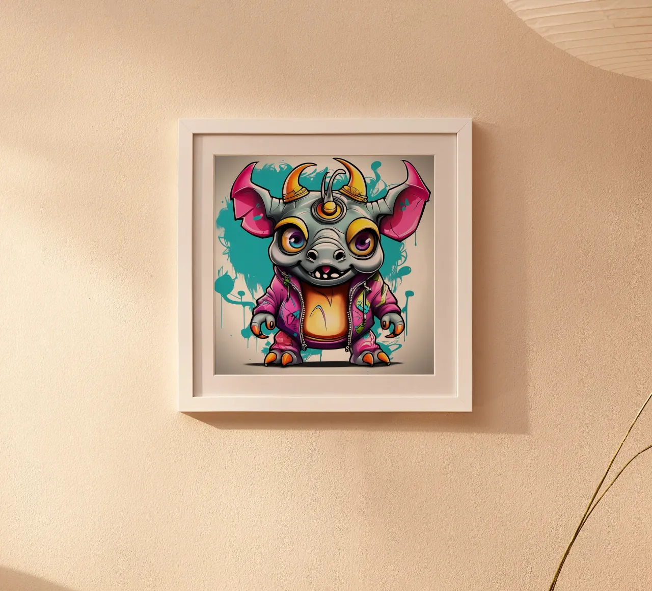 Nashorn_Stil_K_1 poster con telaio in plastica da Tierisch bunt by LK
