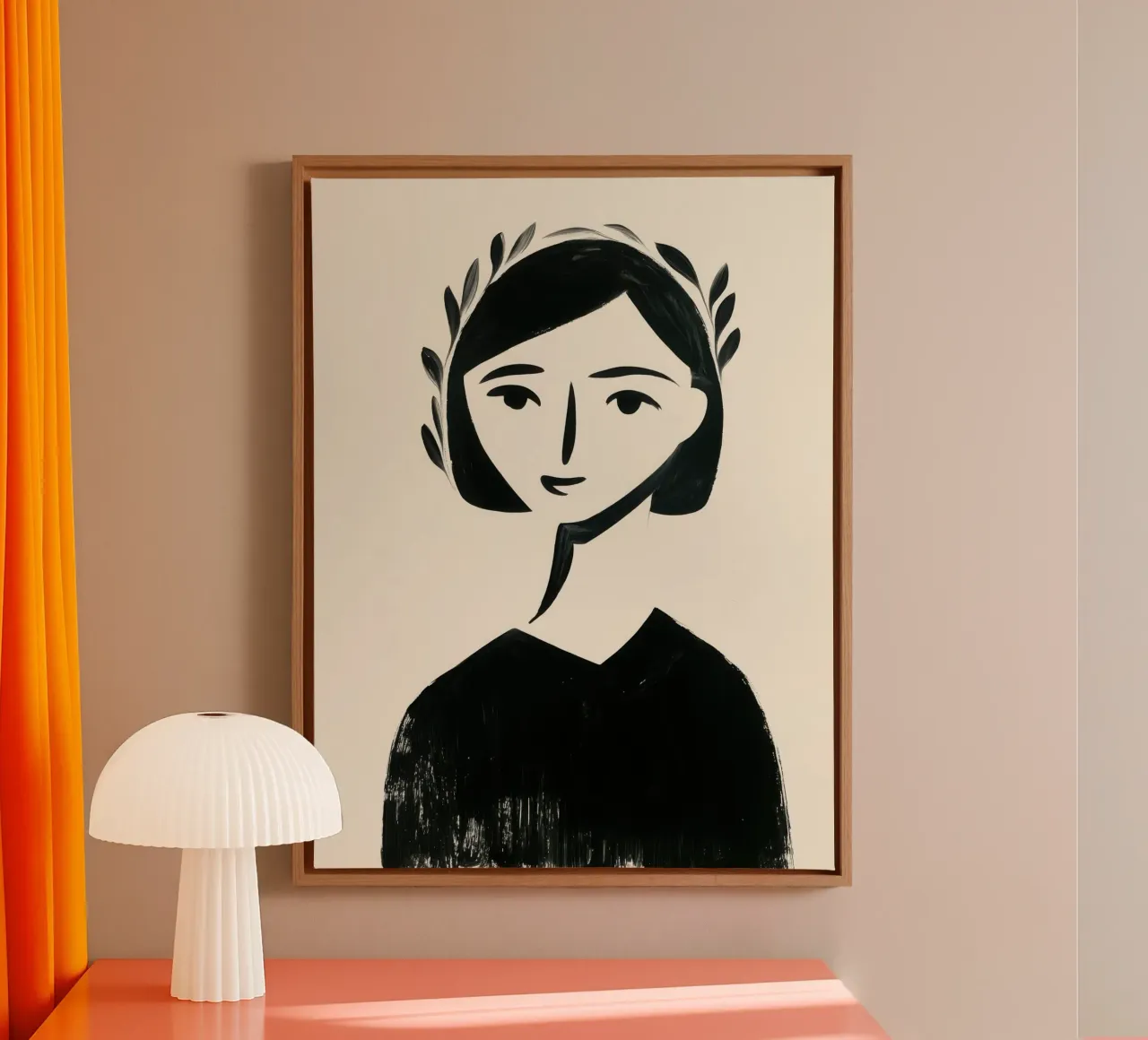 Portrait of the poetess | Hand drawing canvas with Floater frame by Autofocus