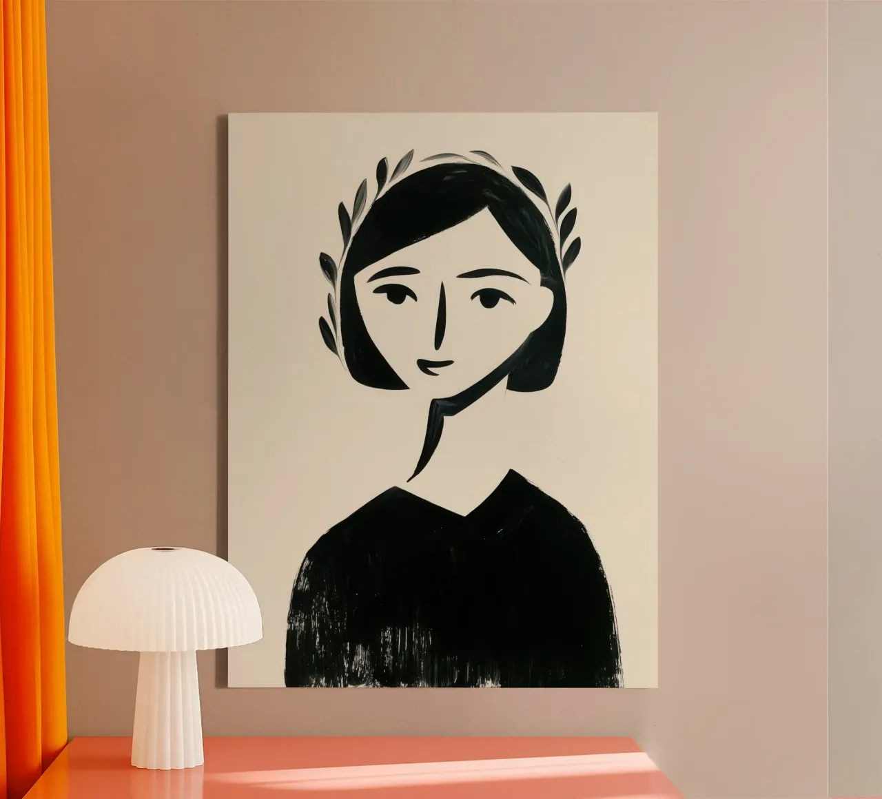 Portrait of the poetess | Hand drawing canvas with Floater frame by Autofocus