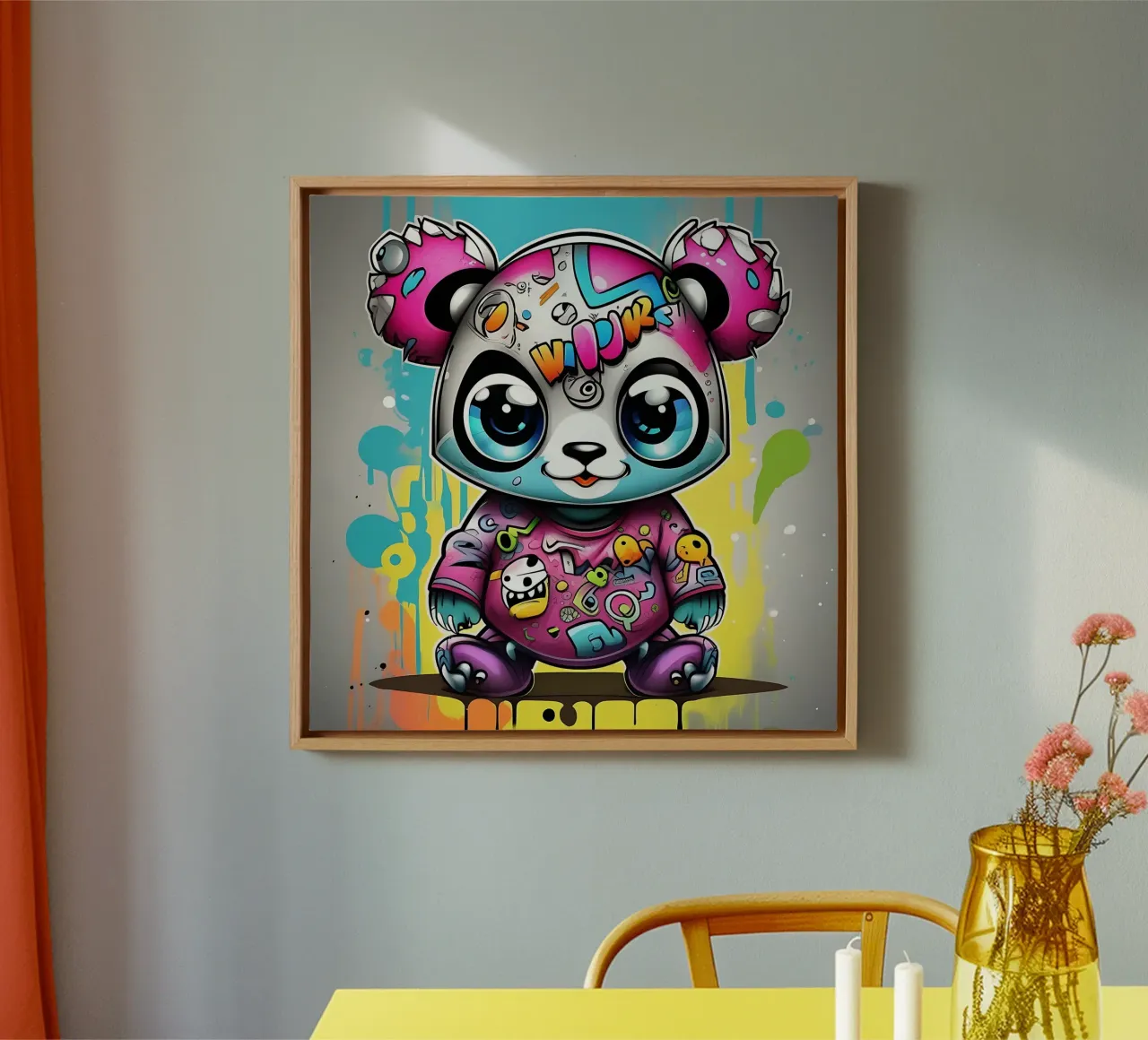 Panda_Style_K_1 tela con Cornice a cassetta da Tierisch bunt by LK
