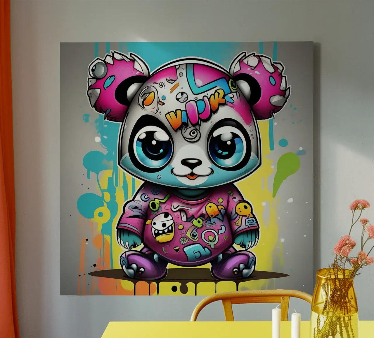 Panda_Style_K_1 tela con Cornice a cassetta da Tierisch bunt by LK