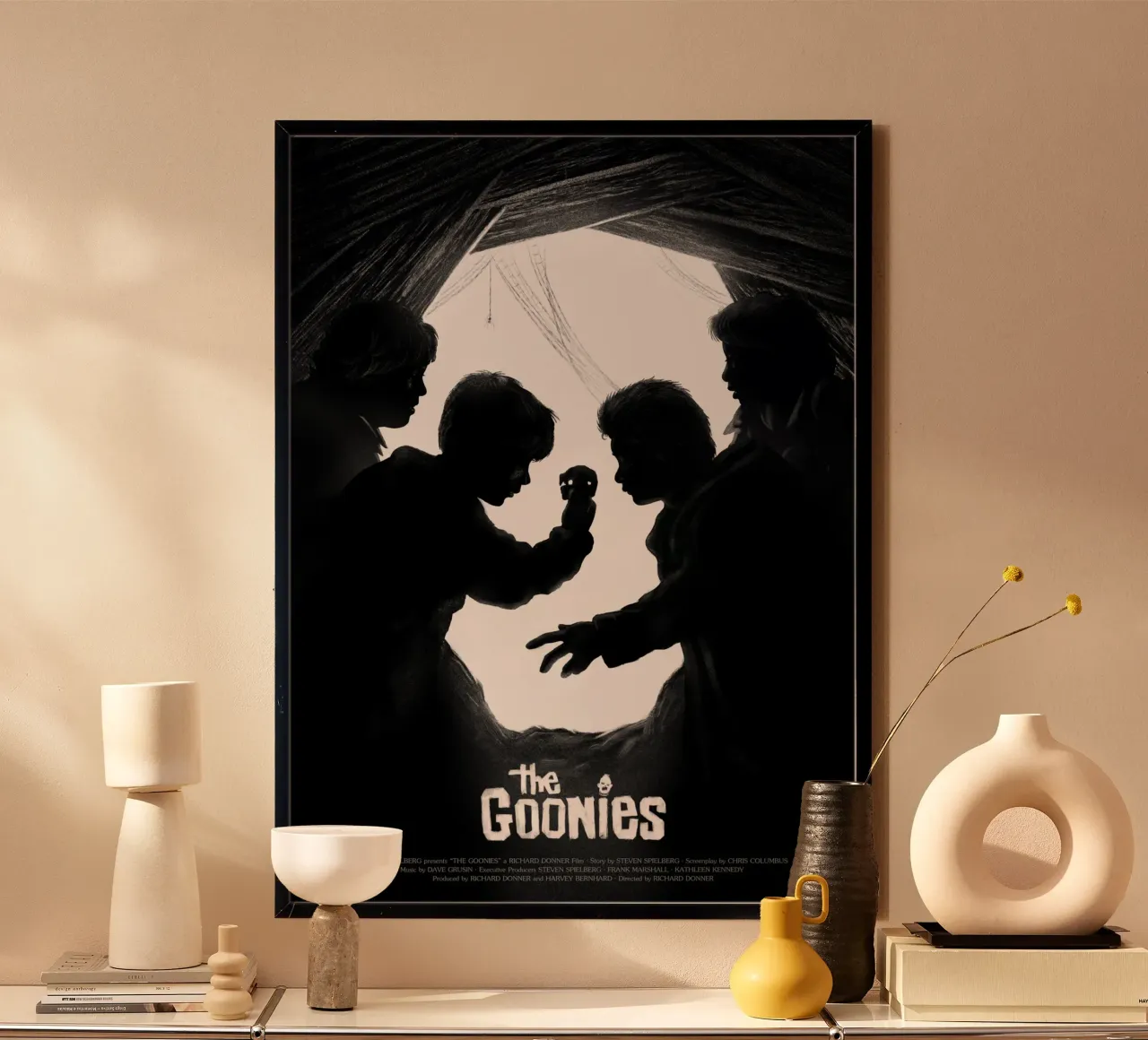 Goonies never say die! poster with plastic frame by Federico Mancosu