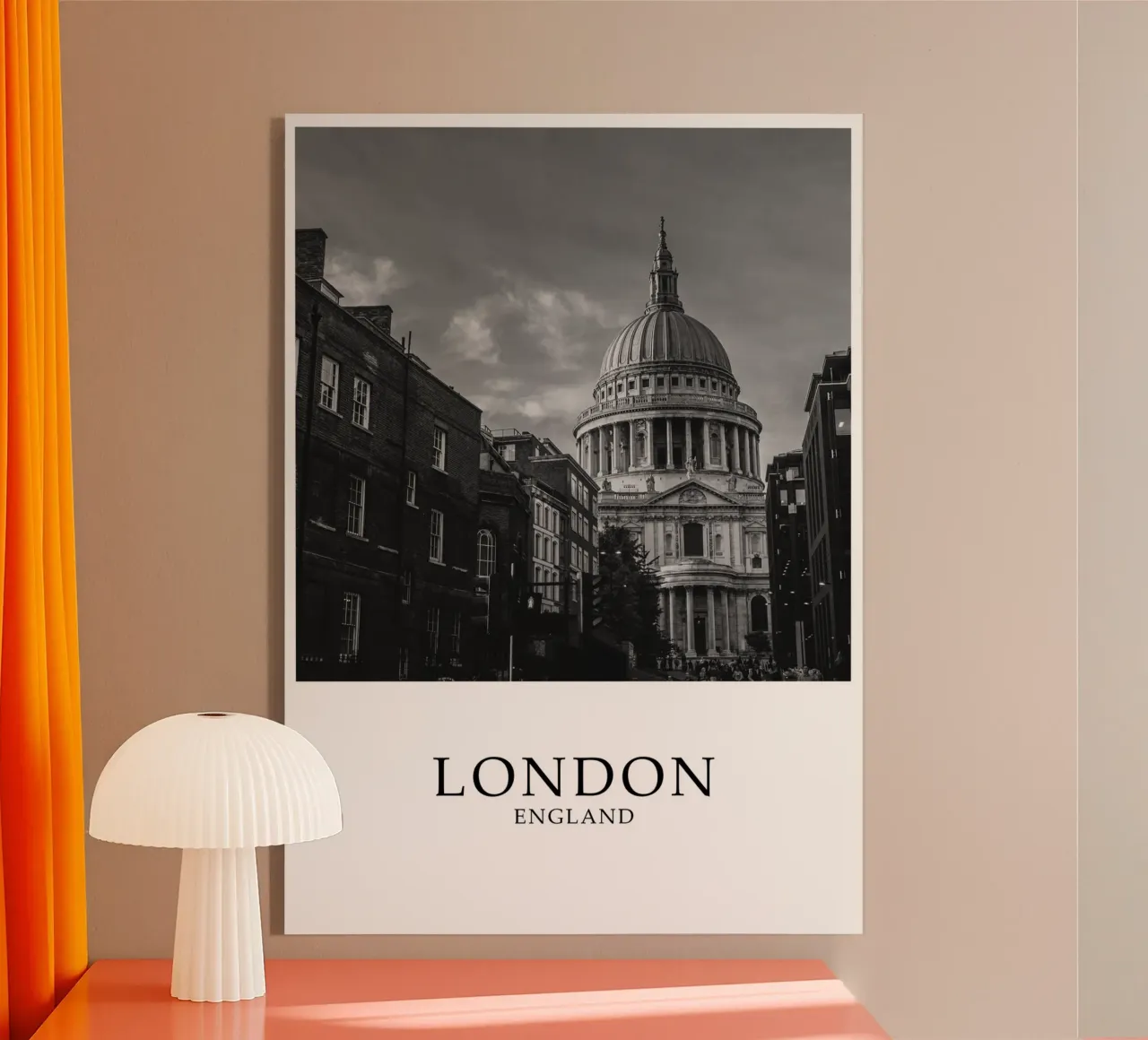 Londra Inghilterra Cattedrale di St. Pauls Scena di paesaggio urbano in scala di grigi plexiglass da Charnwood Prints