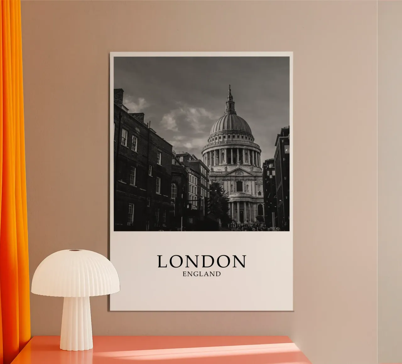 Londra Inghilterra Cattedrale di St. Pauls Scena di paesaggio urbano in scala di grigi alluminio dibond da Charnwood Prints