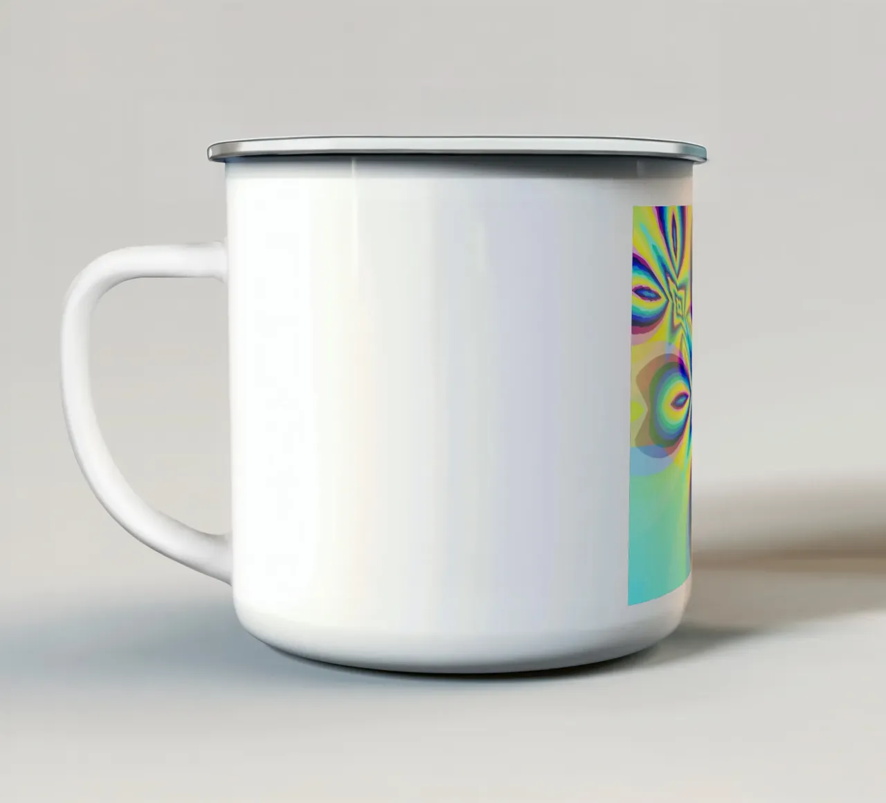 Stella illusoria dai colori brillanti e dalle forme ovali, nebulizzata tazza in smalto da Gürsel Yesil Digital Art