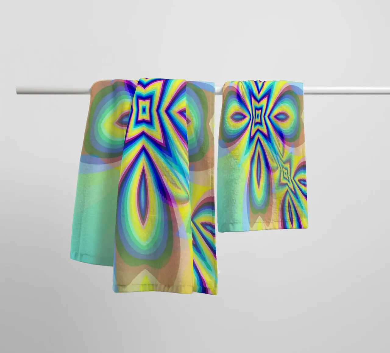 Illusion star in bright colours and oval shapes, nebulised towel by Gürsel Yesil Digital Art
