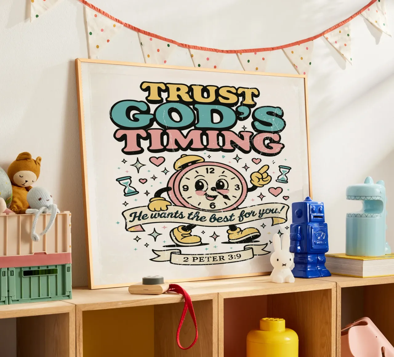 Trust God'S Timing poster con telaio in legno da ramosashop