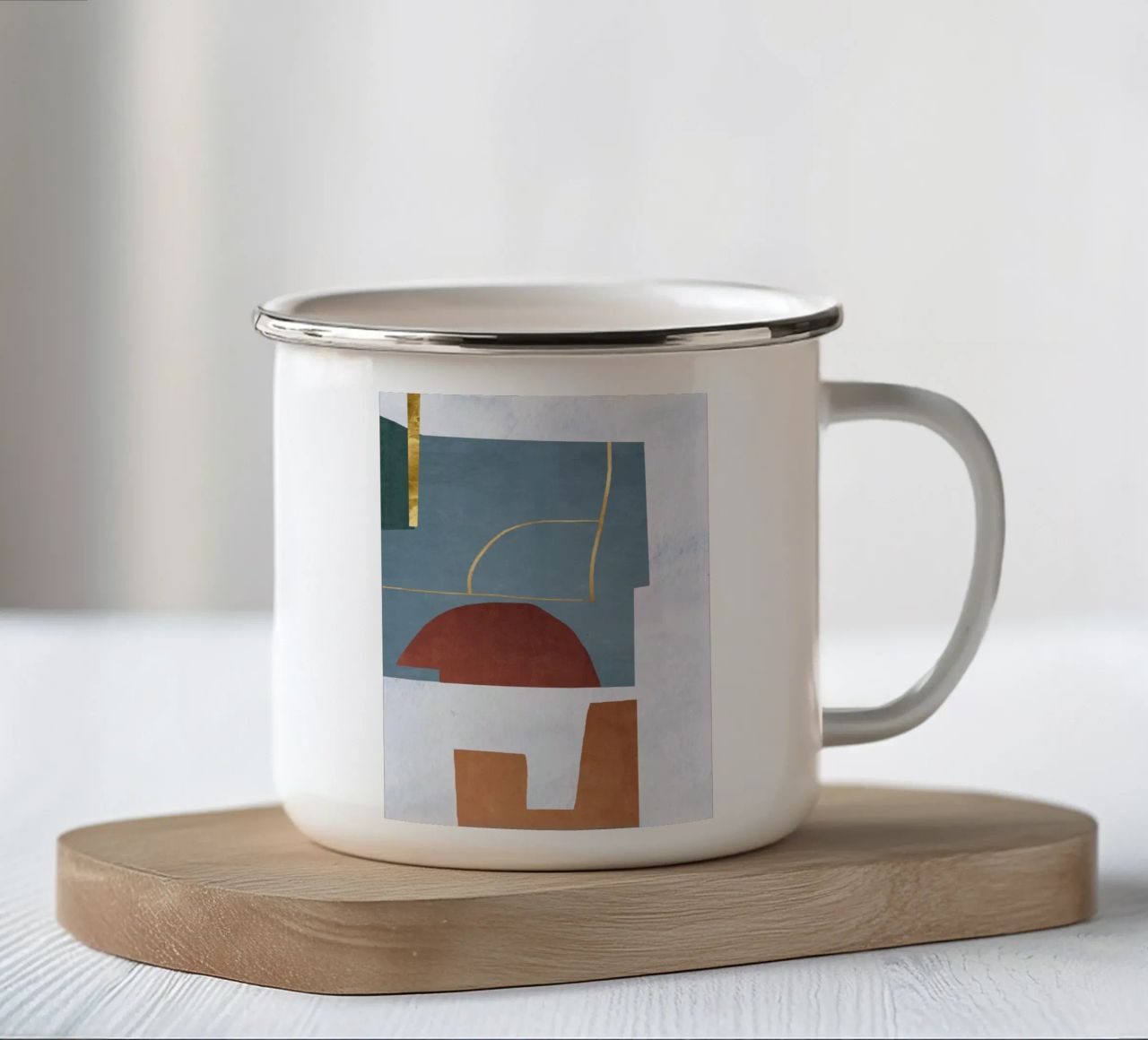 abstract lines and forms mug en émail de ramosashop