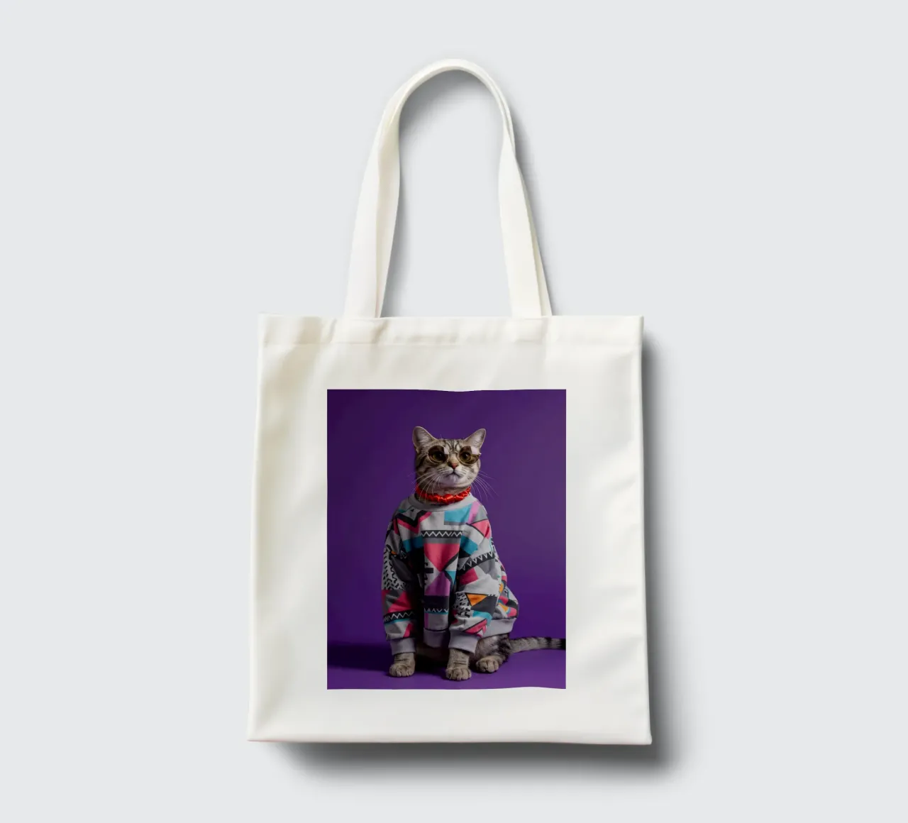 Geometric Retro Cat borsa in juta da Pawtrait Studio