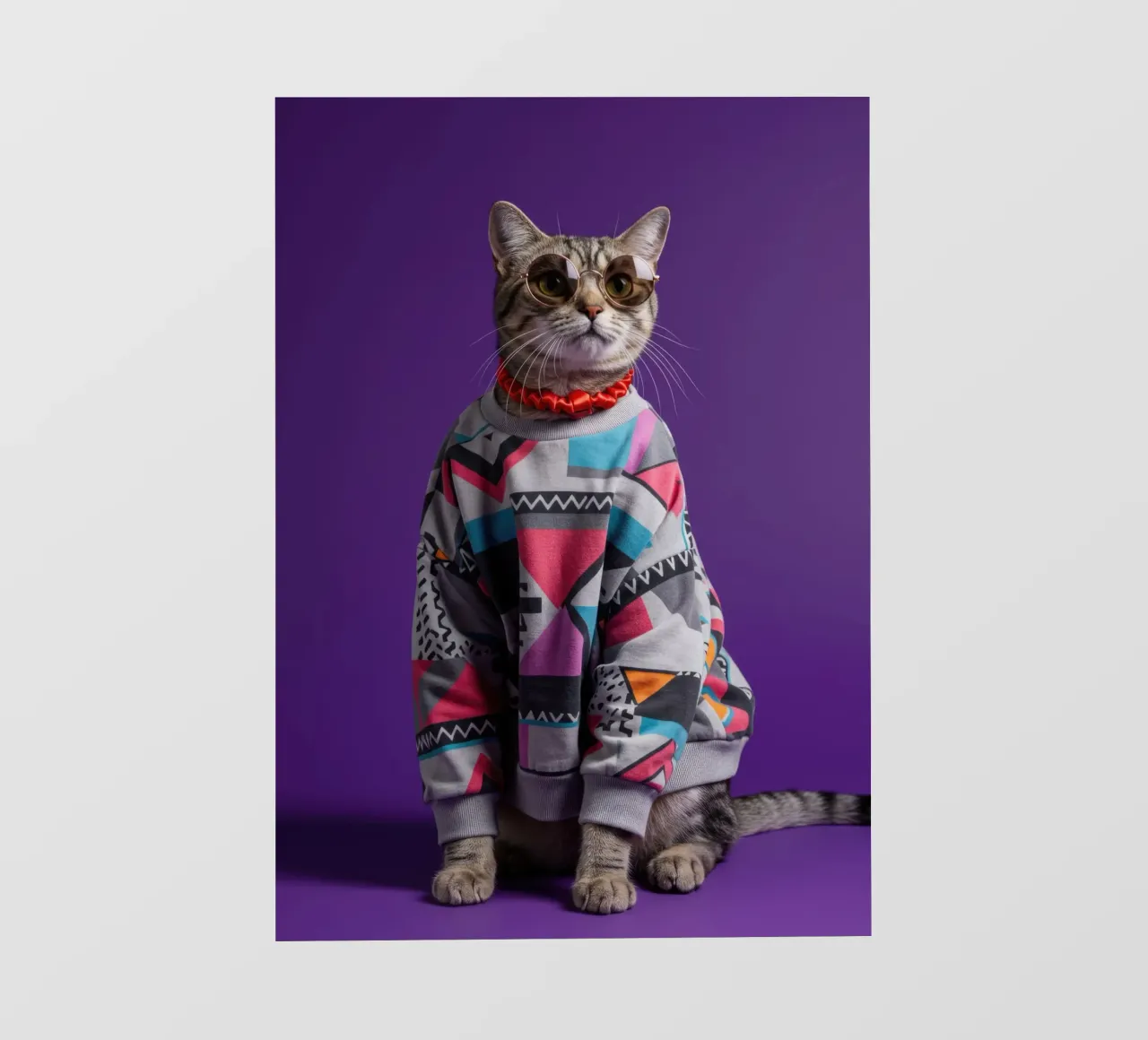 Geometric Retro Cat photo wallpaper by Pawtrait Studio
