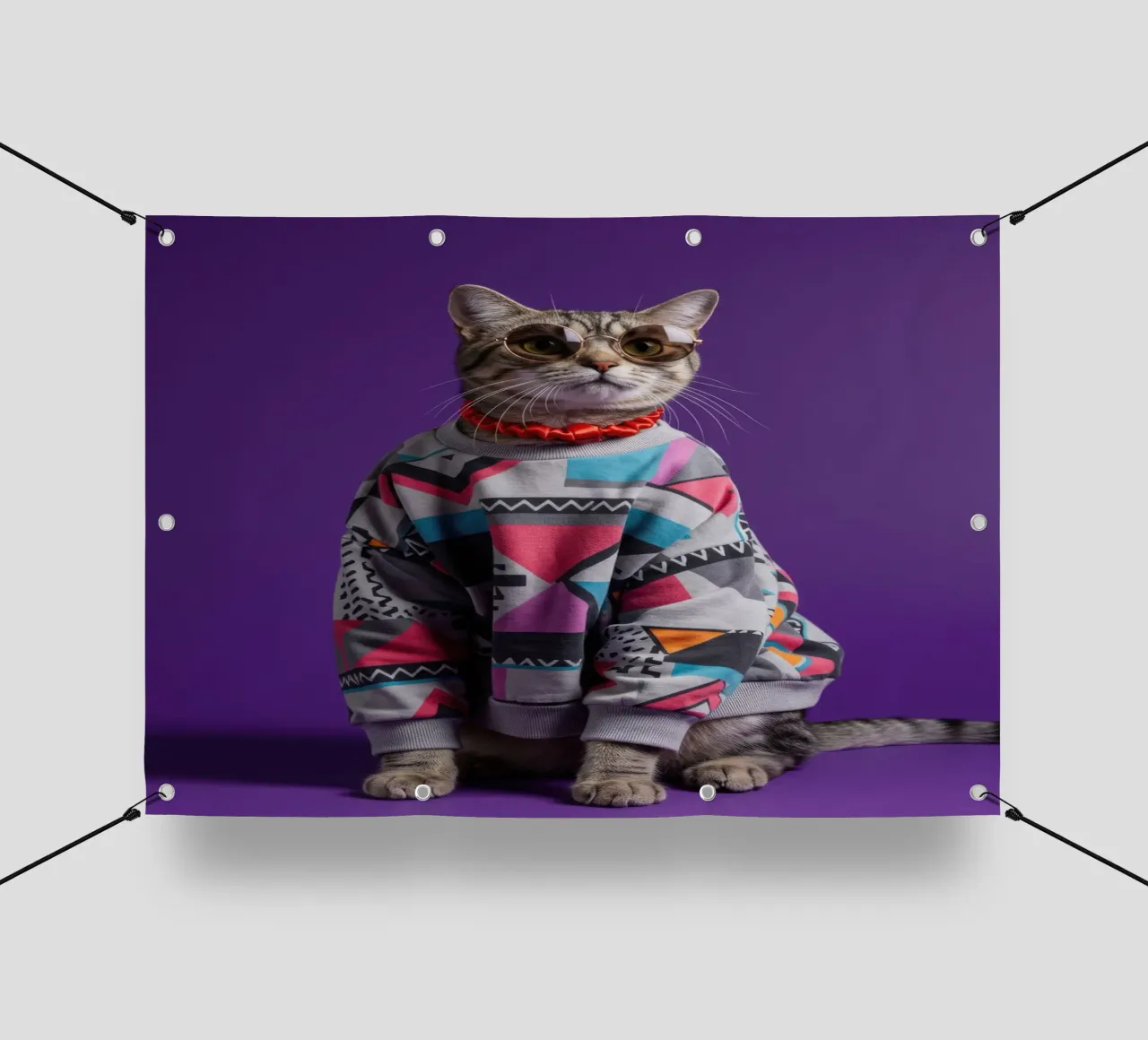 Geometric Retro Cat telo in pvc da Pawtrait Studio