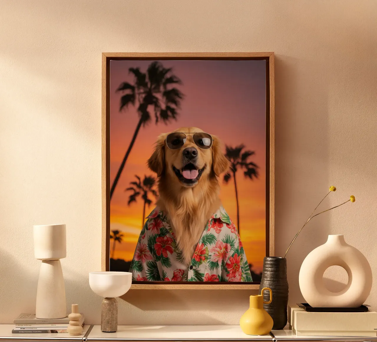 Sunset Vibes canvas with Floater frame by Pawtrait Studio