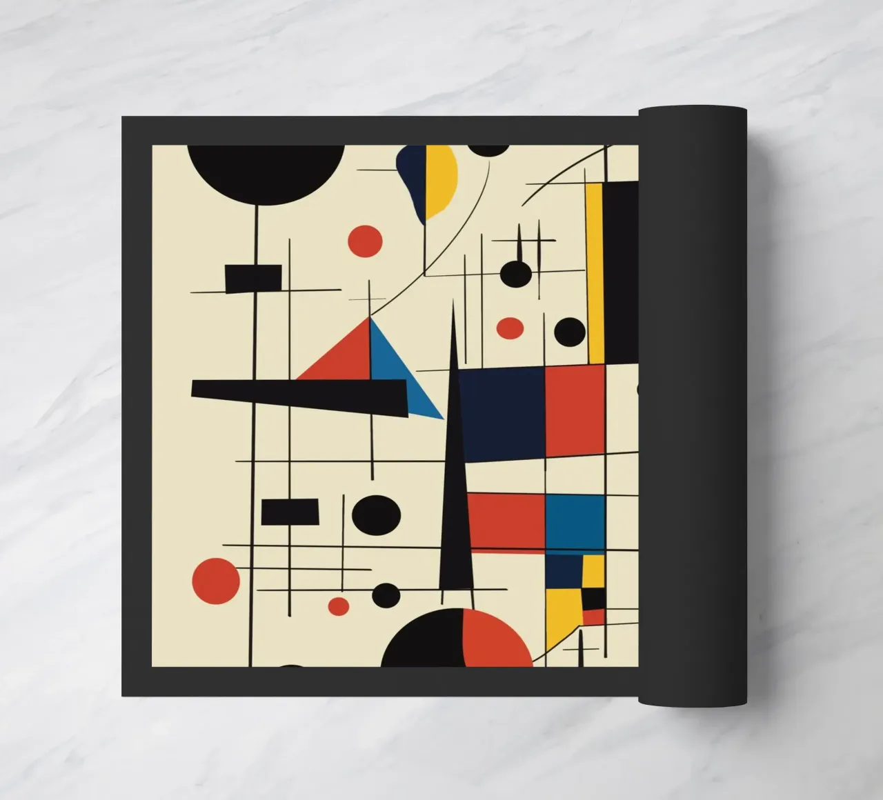 Bauhaus circles and squares 05 doormat by Little Dean