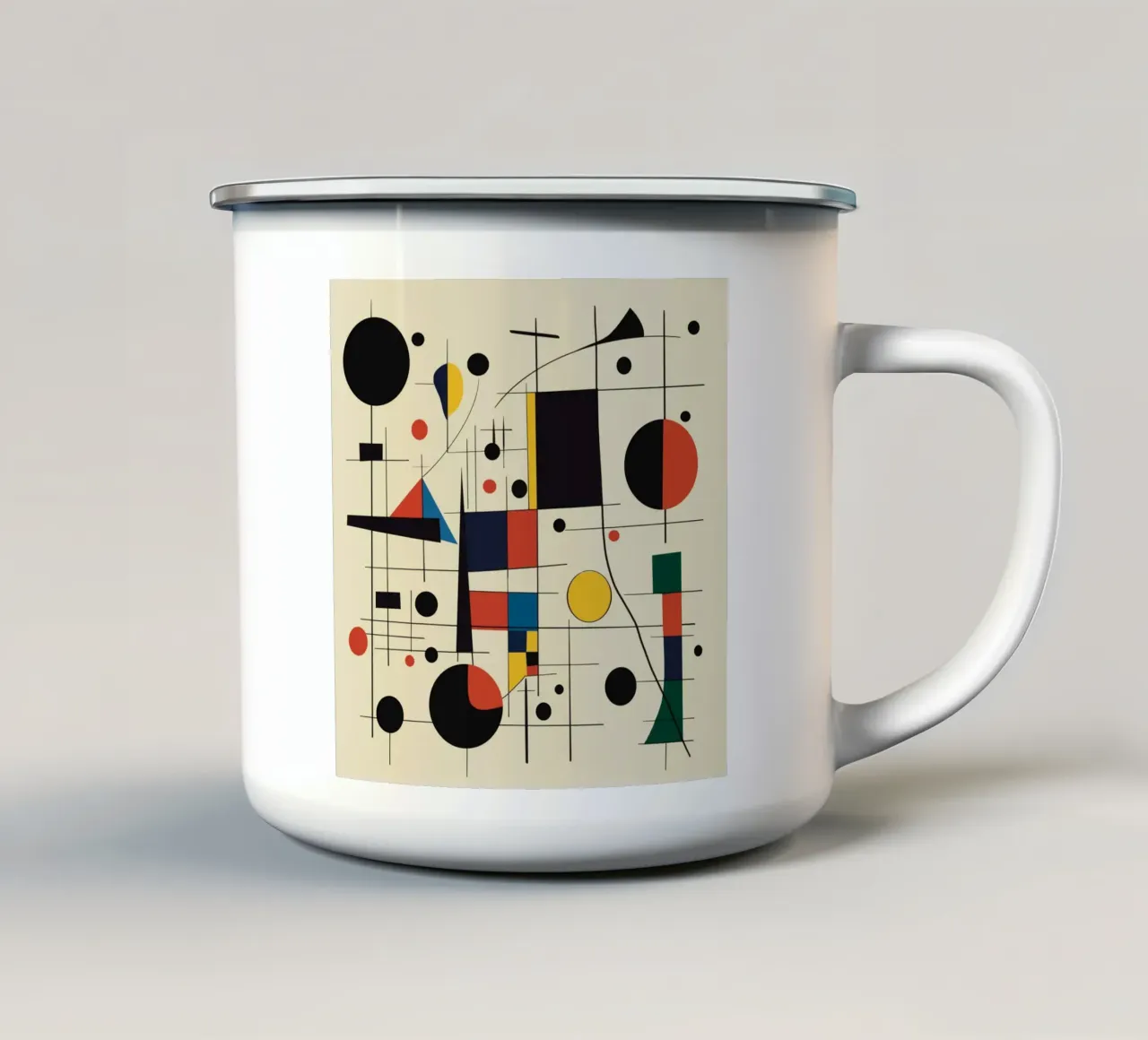 Cerchi e quadrati Bauhaus 05 tazza in smalto da Little Dean