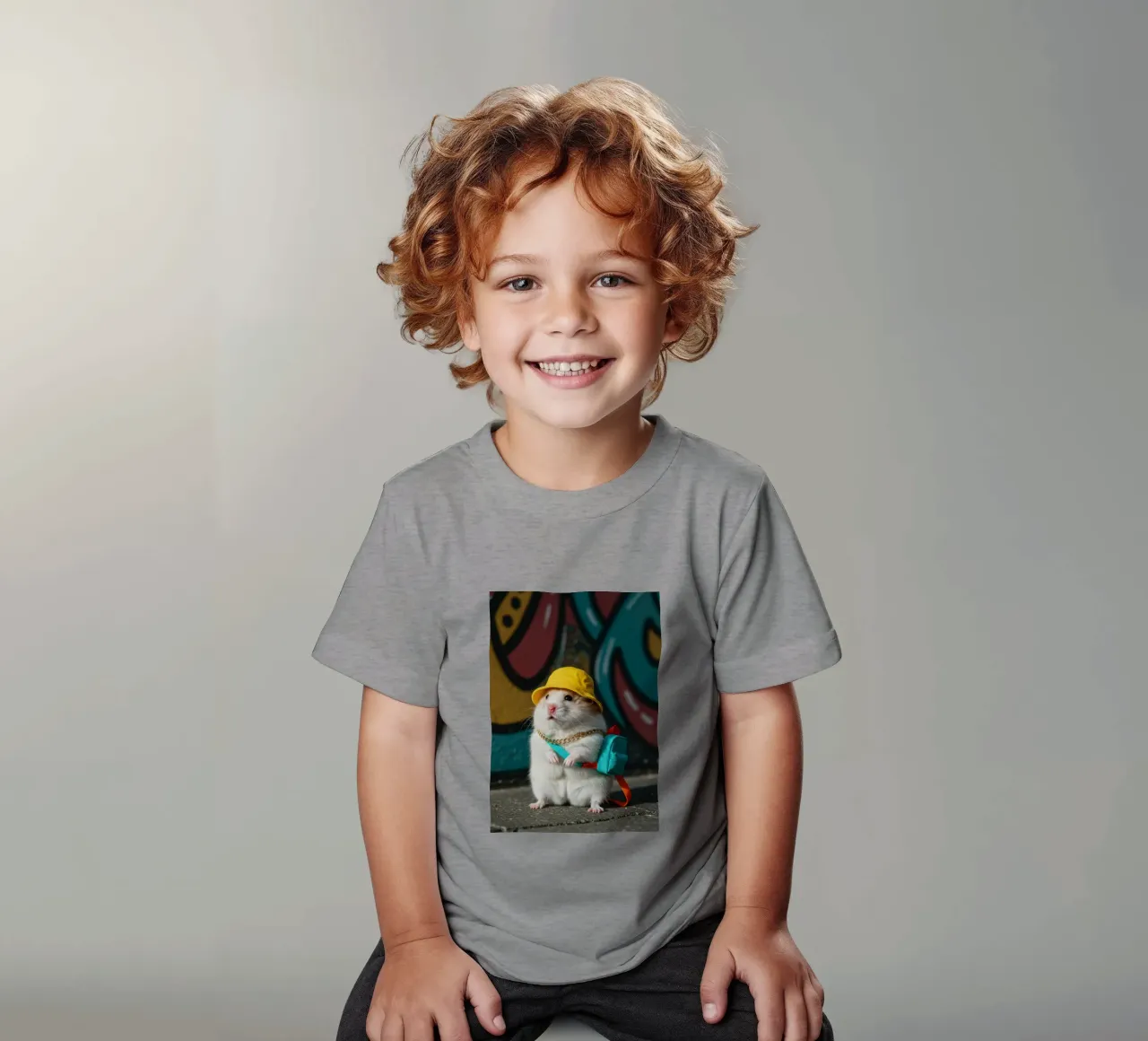 Hamster mit einem Mini-Eimer Kinder T-Shirt von Pawtrait Studio