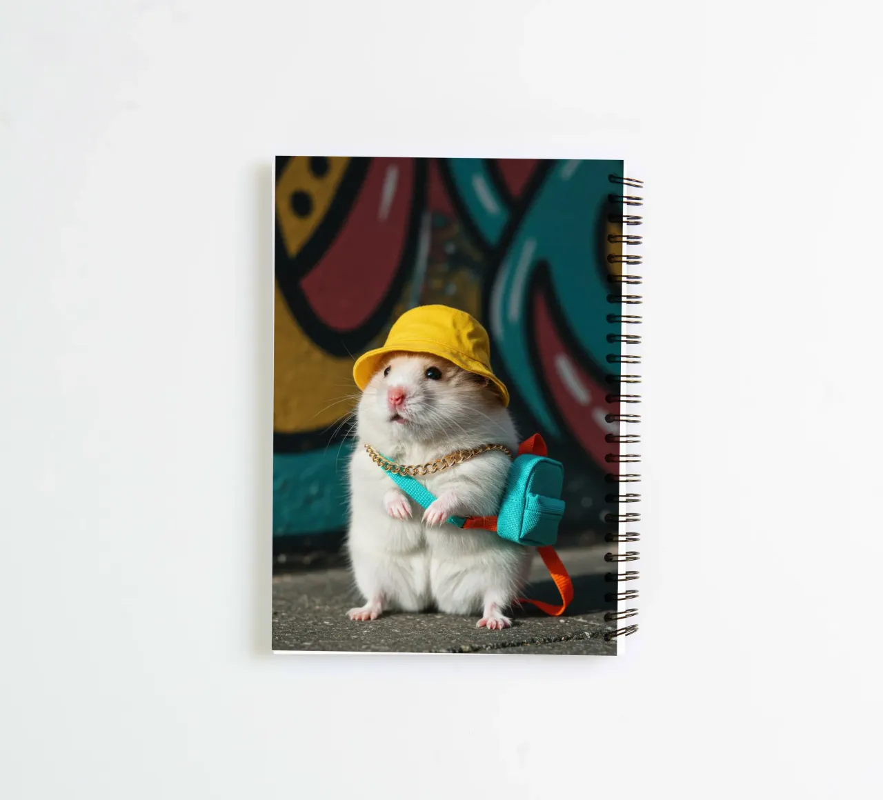 Hamster with a mini bucket spiral notebook by Pawtrait Studio