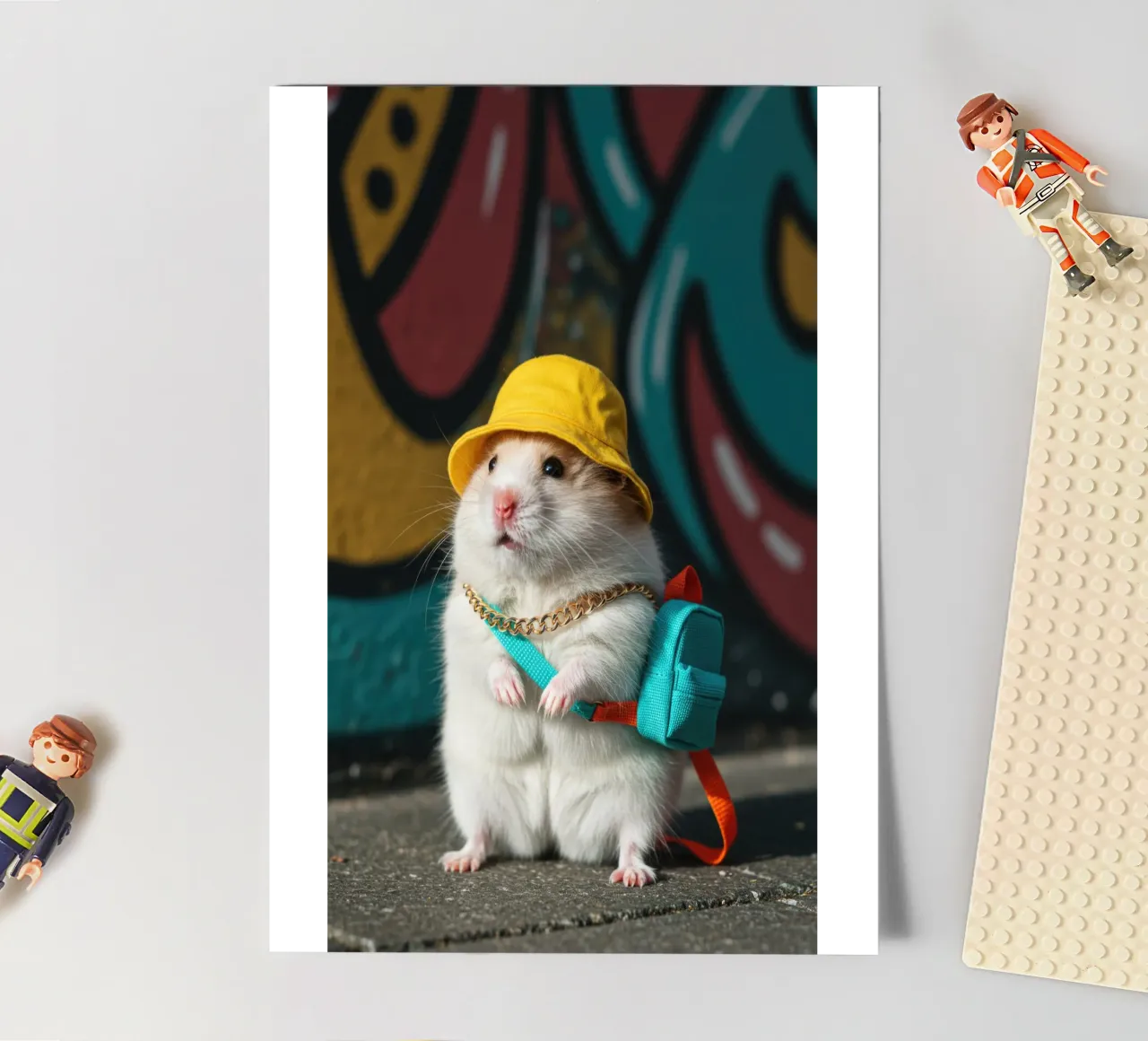 Hamster mit einem Mini-Eimer Stickerbogen von Pawtrait Studio