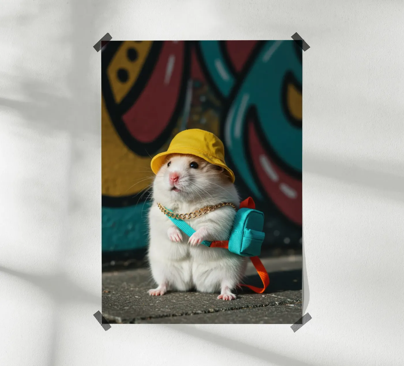 Hamster mit einem Mini-Eimer Poster von Pawtrait Studio