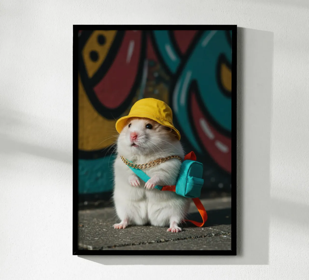Hamster mit einem Mini-Eimer Poster von Pawtrait Studio