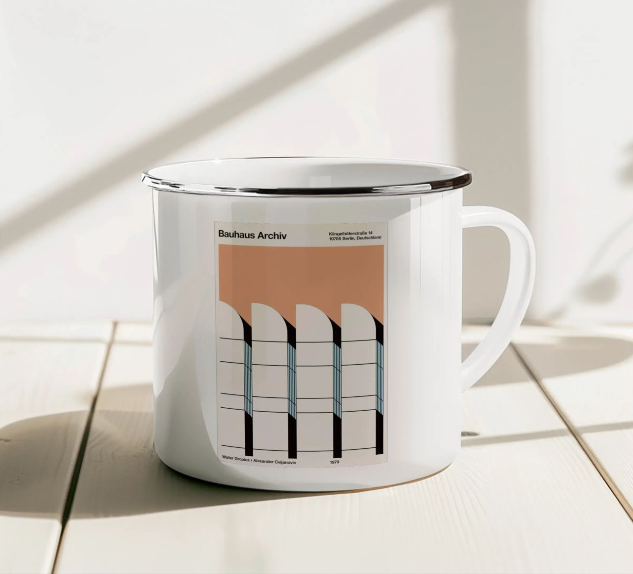 Bauhaus Archiv Print Borders tazza in smalto da Florent Bodart