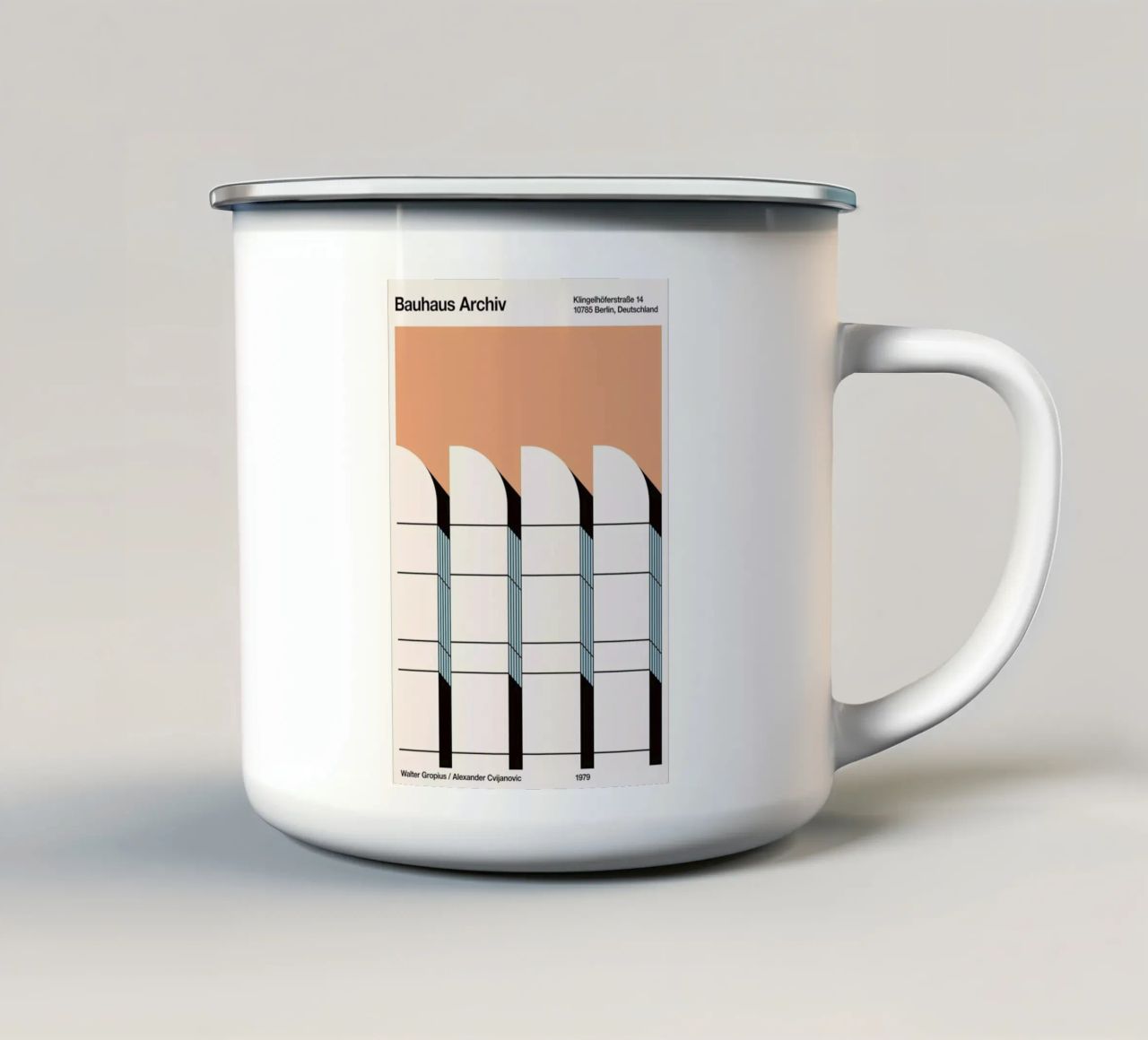 Bauhaus Archiv Print Borders tazza in smalto da Florent Bodart