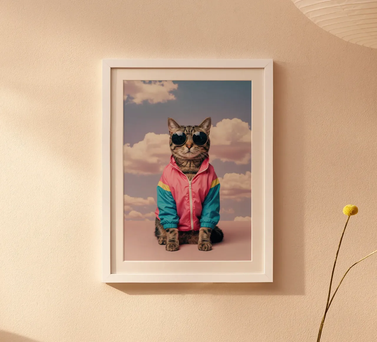 Gatto retrò poster con telaio in alluminio da Pawtrait Studio