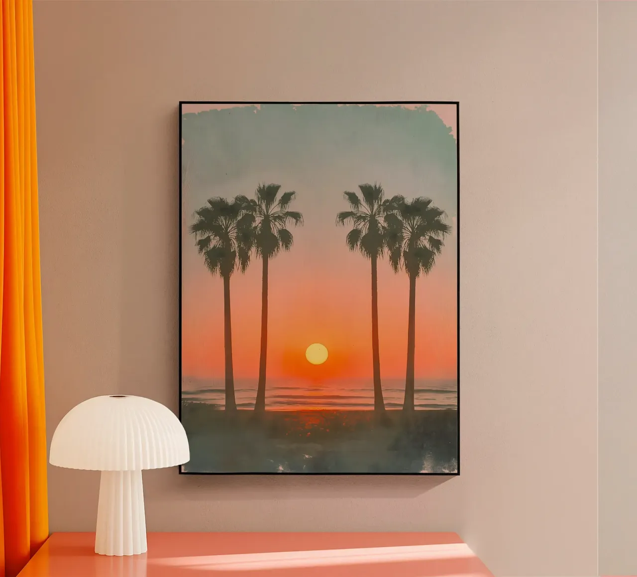 Retro Palm Beach acryl van Moon  Bloom