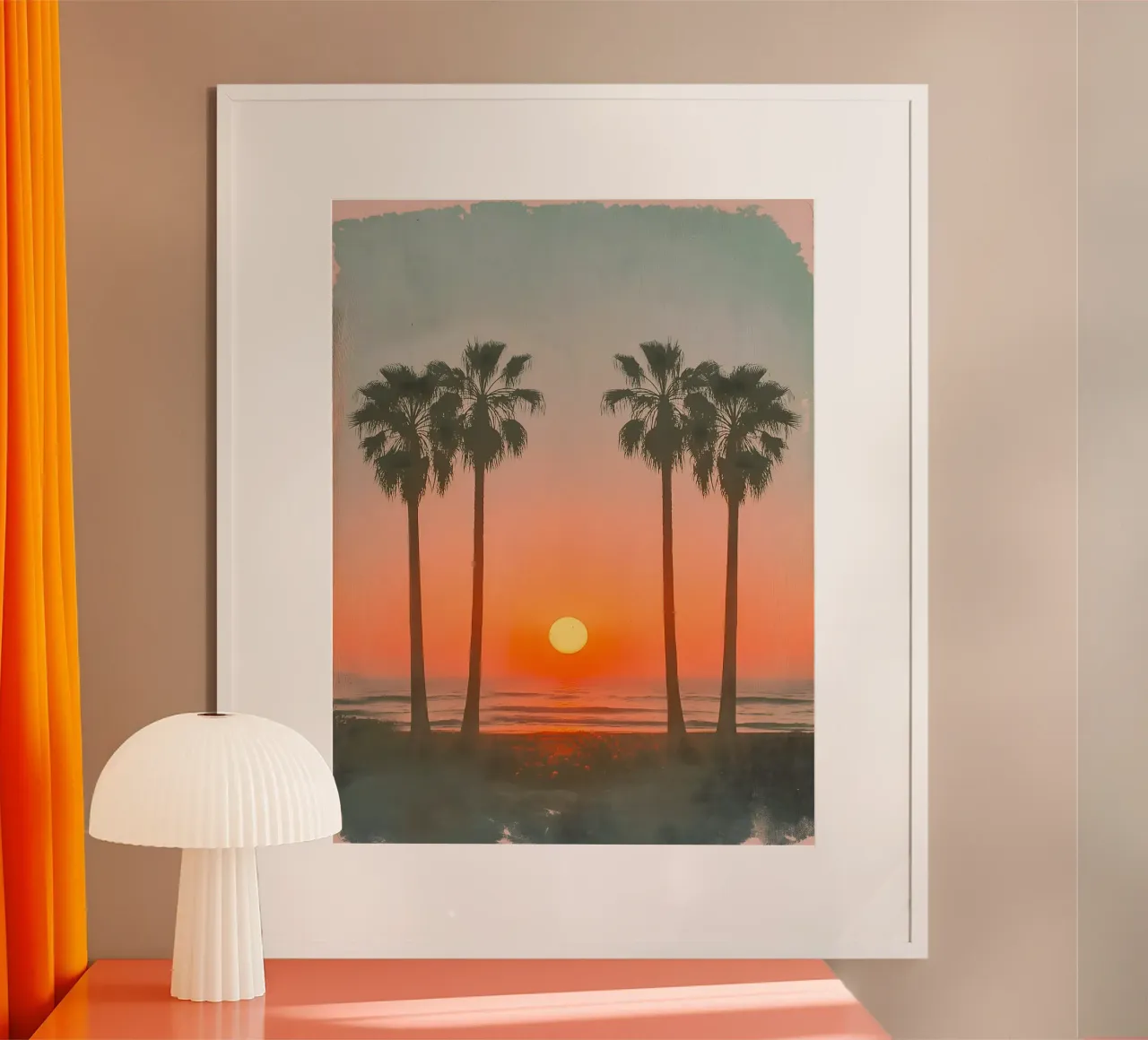 Retro Palm Beach Poster von Moon  Bloom
