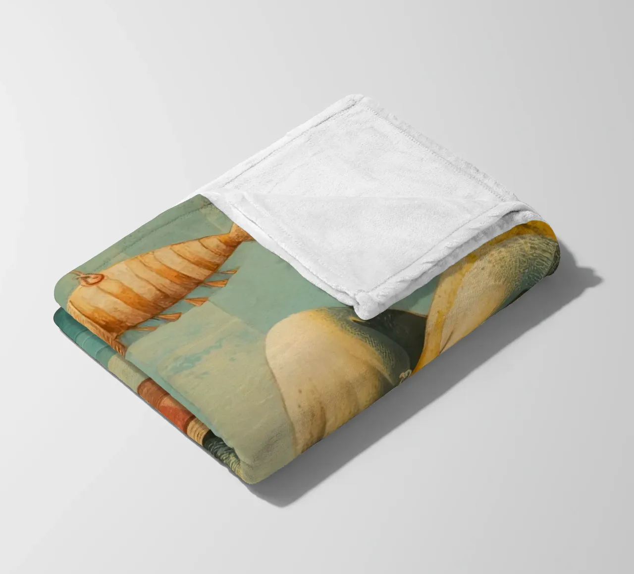 Stylish Cat Lounging in Hammock Over Ocean Waves fleece blanket by Modern Muse