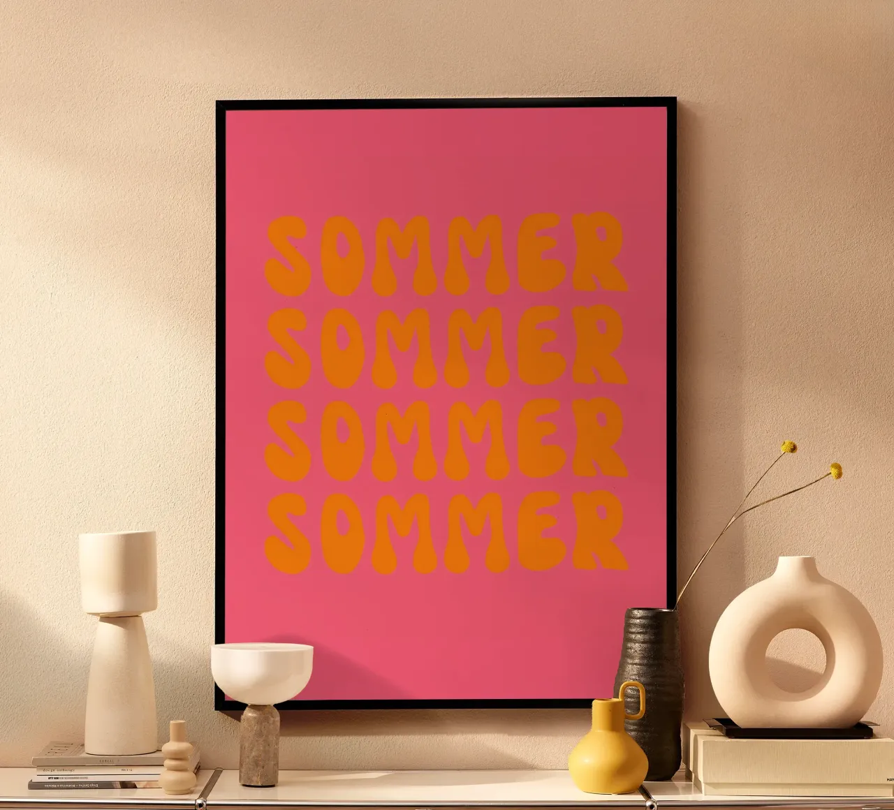 Font retrò estivo su rosa arancione carta hahnemühle da Alisa Knöß