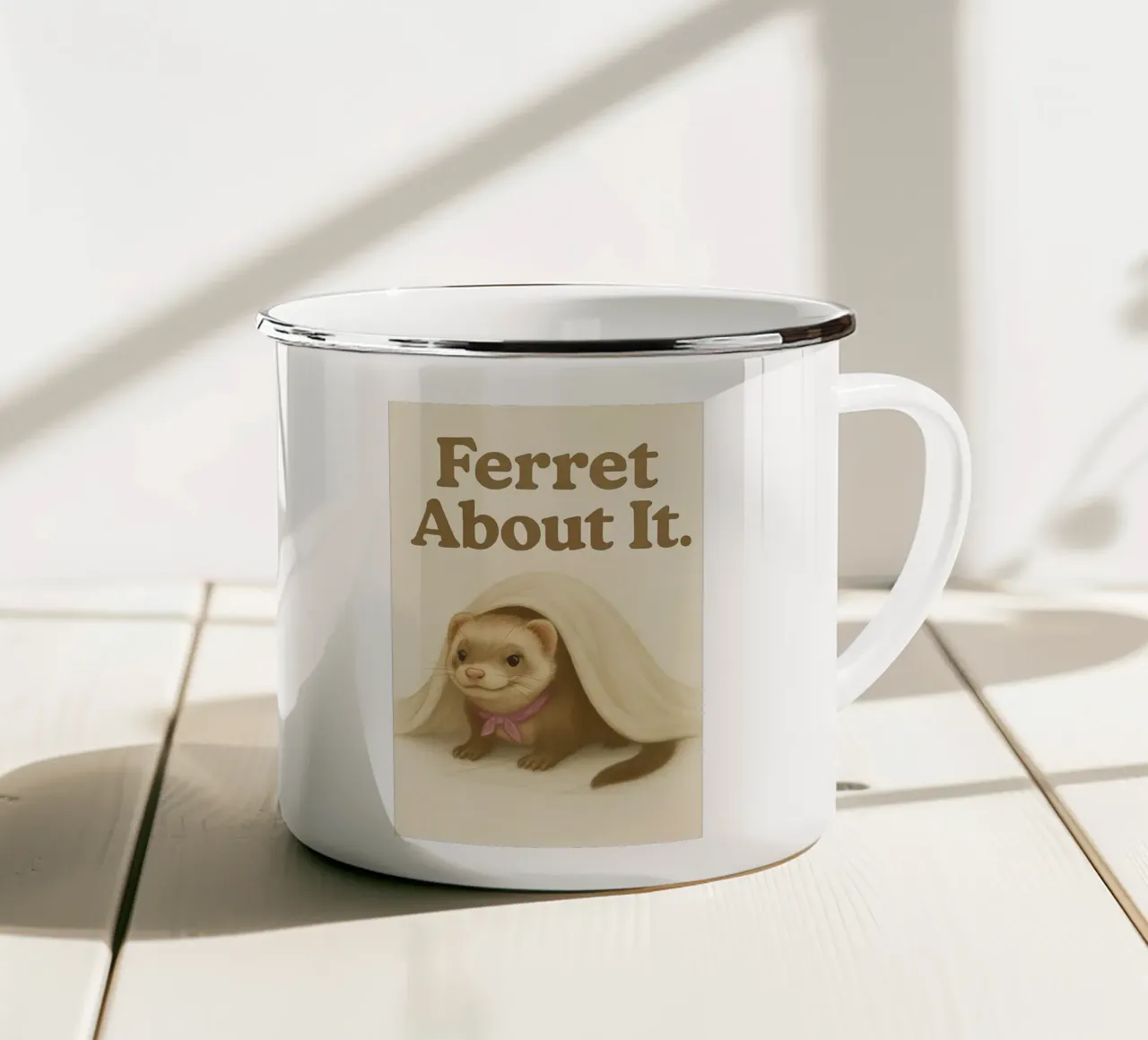 Funny Ferret Meme tazza in smalto da Funny Humor Art